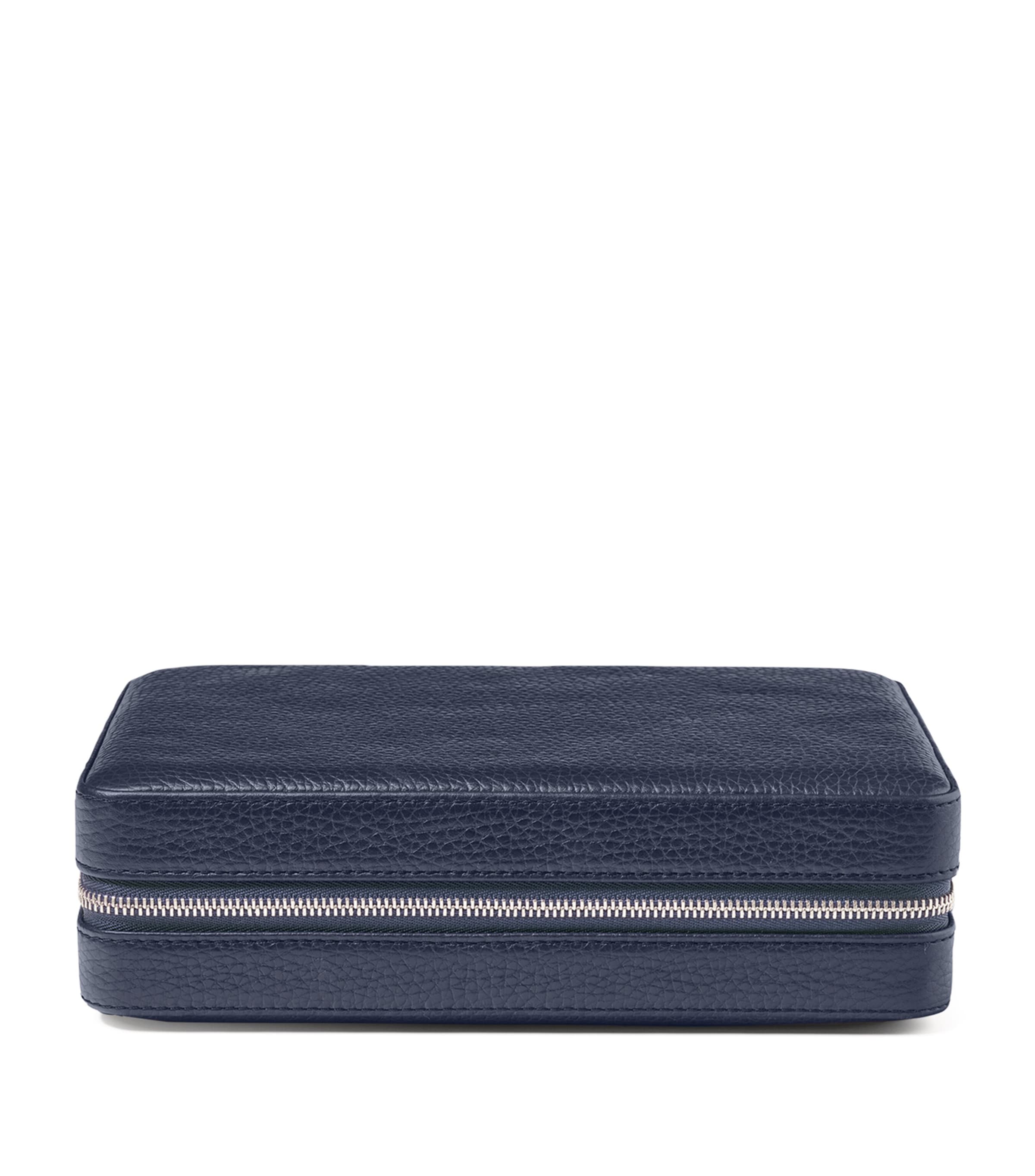 Aspinal Of London Large Leather Travel Jewellery Case In Blue