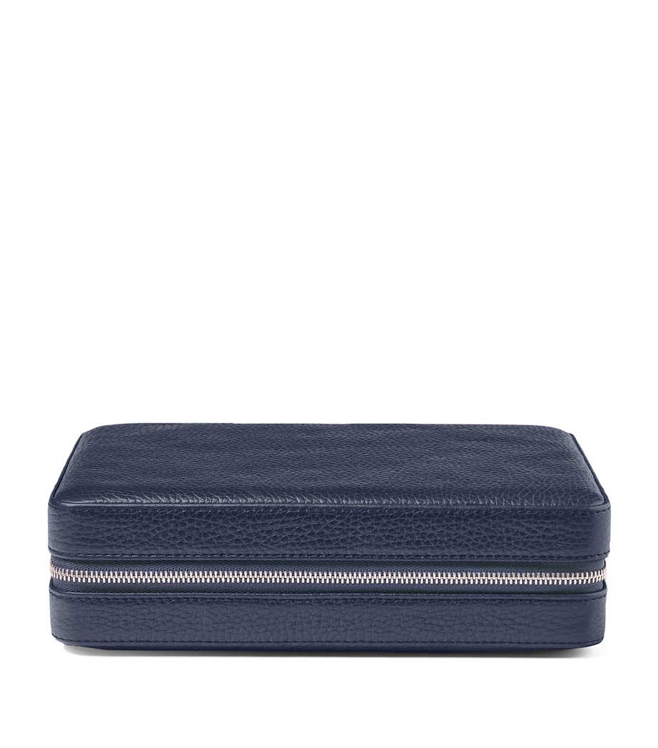 Large Leather Travel Jewellery Case NAVY Image 1