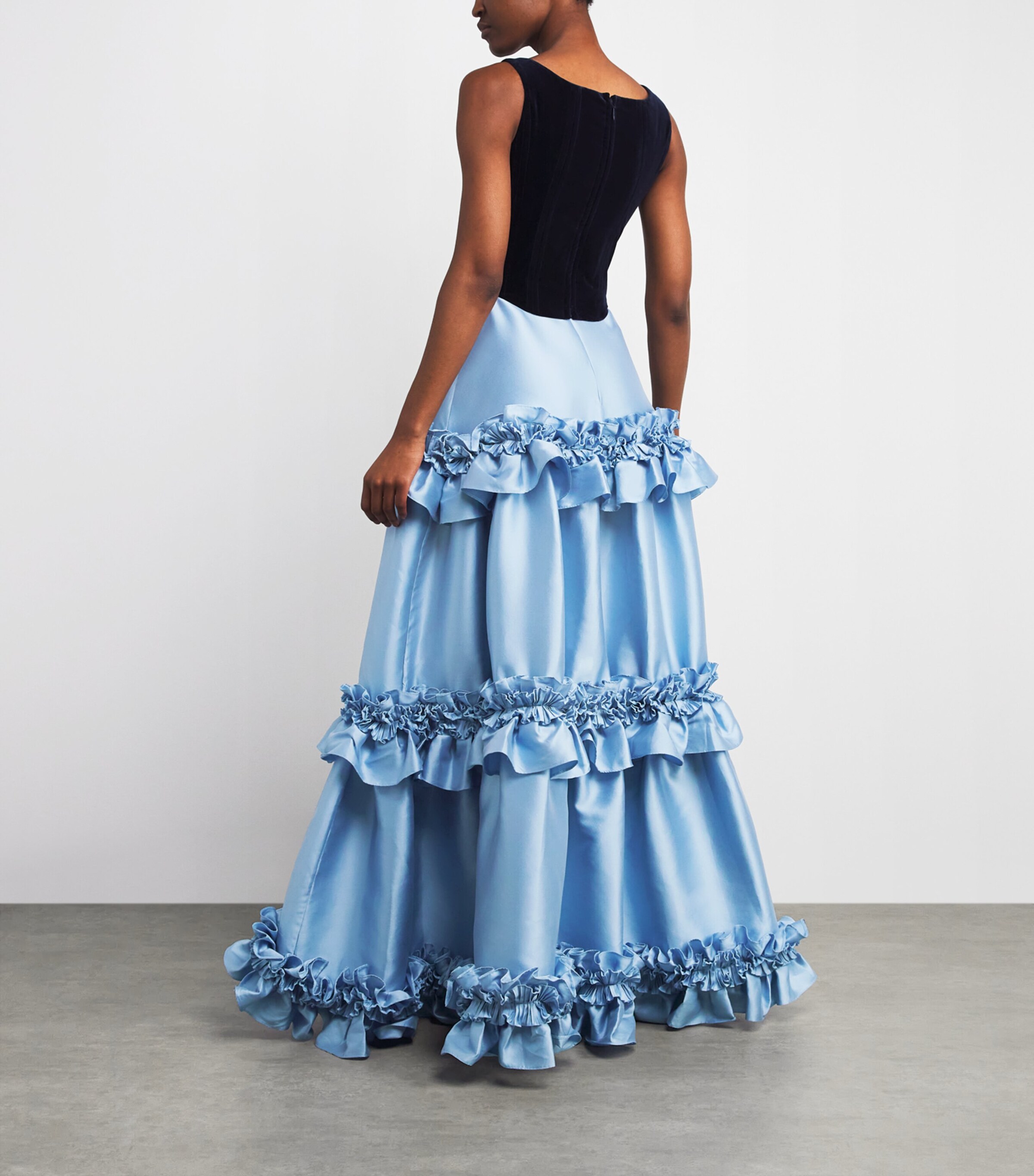 Costarellos Womens Velvet Bustier Gown Blue Image 3