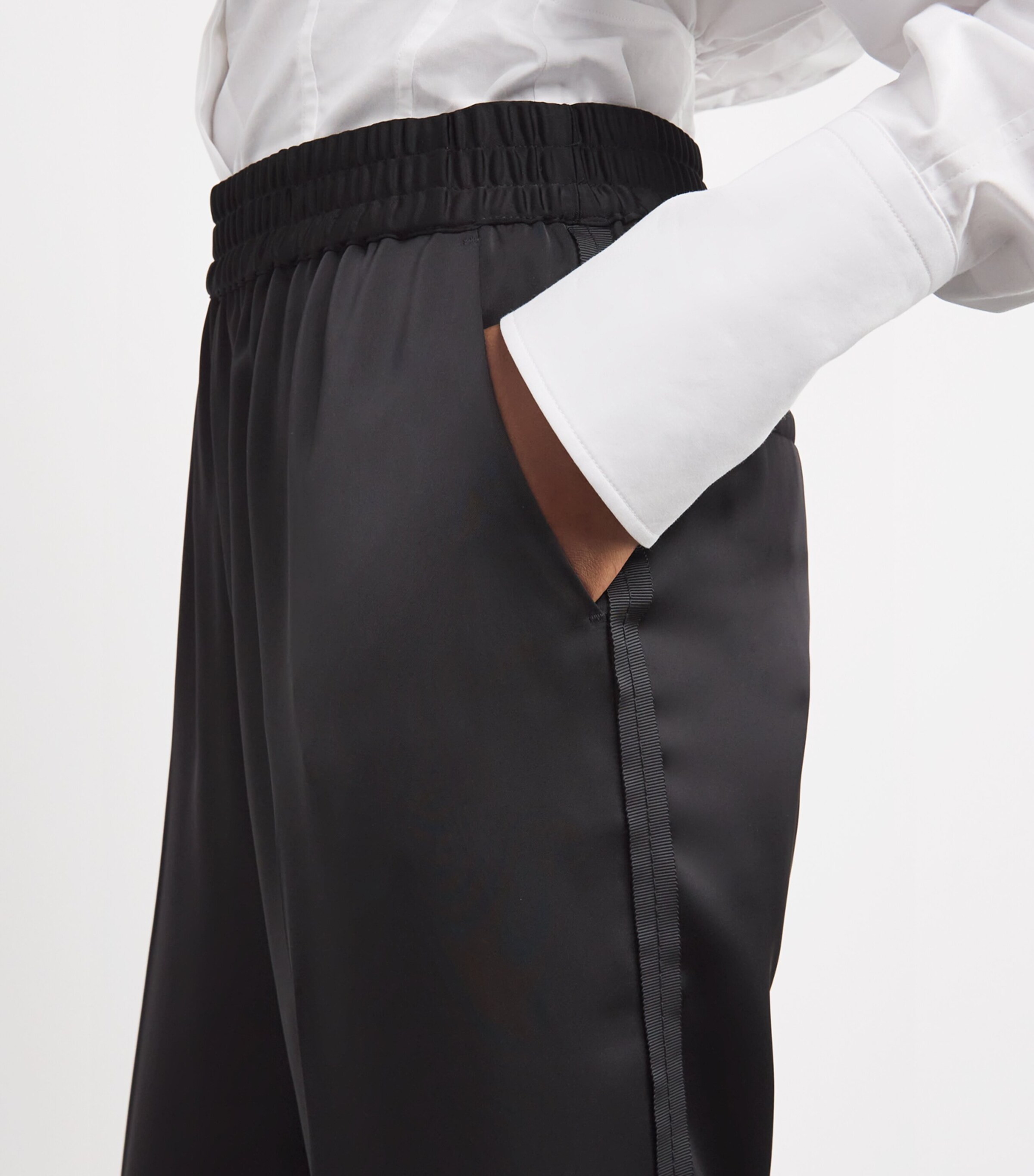 MAX&Co. Womens Satin Tuxedo Straight Trousers Black Image 6