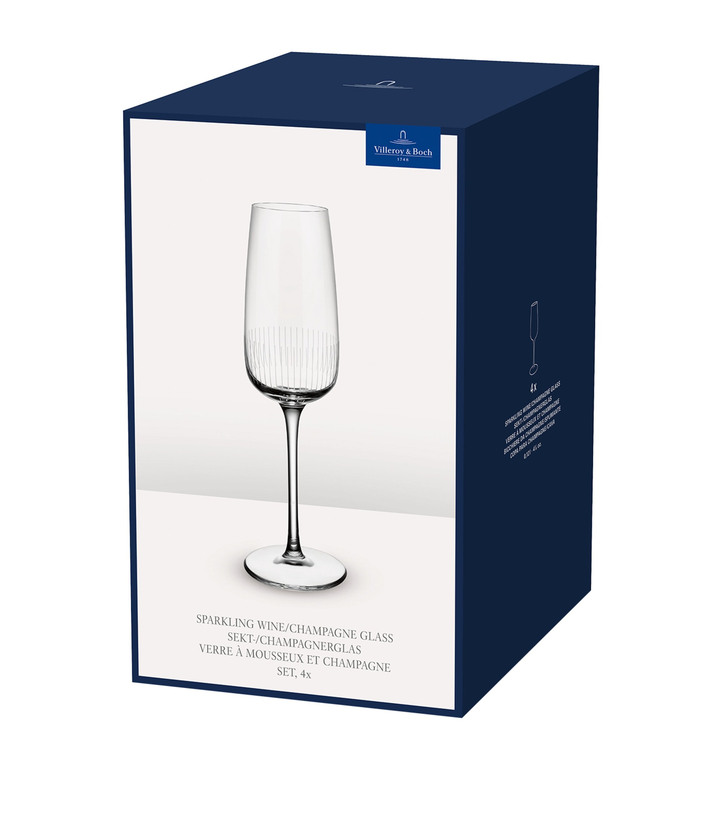 Set of 4 Crystal Afina Champagne Glasses (120ml) CLEAR Image 6