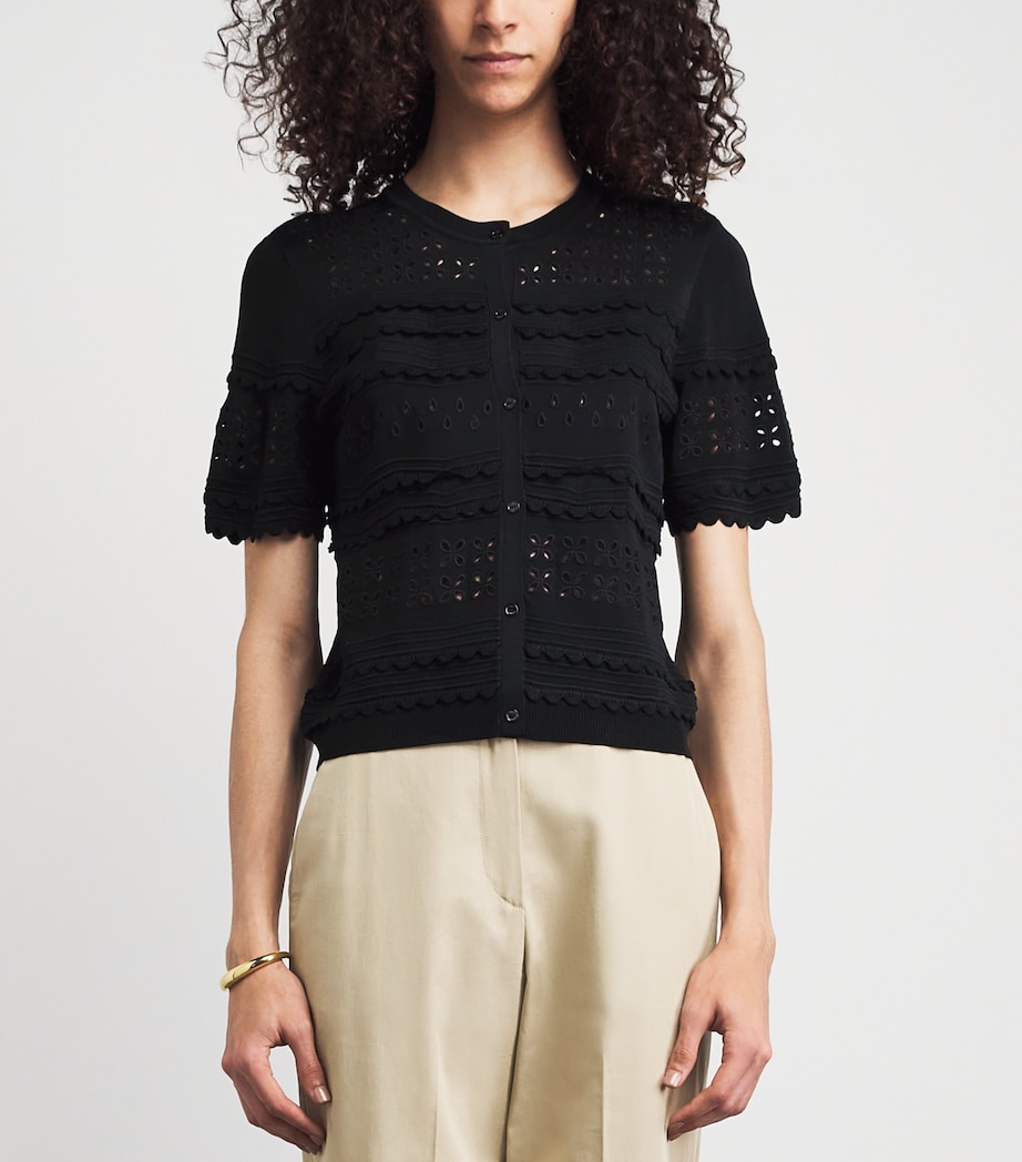 Ulla Johnson Womens Embroidered Abriana Cardigan Noir Image 4