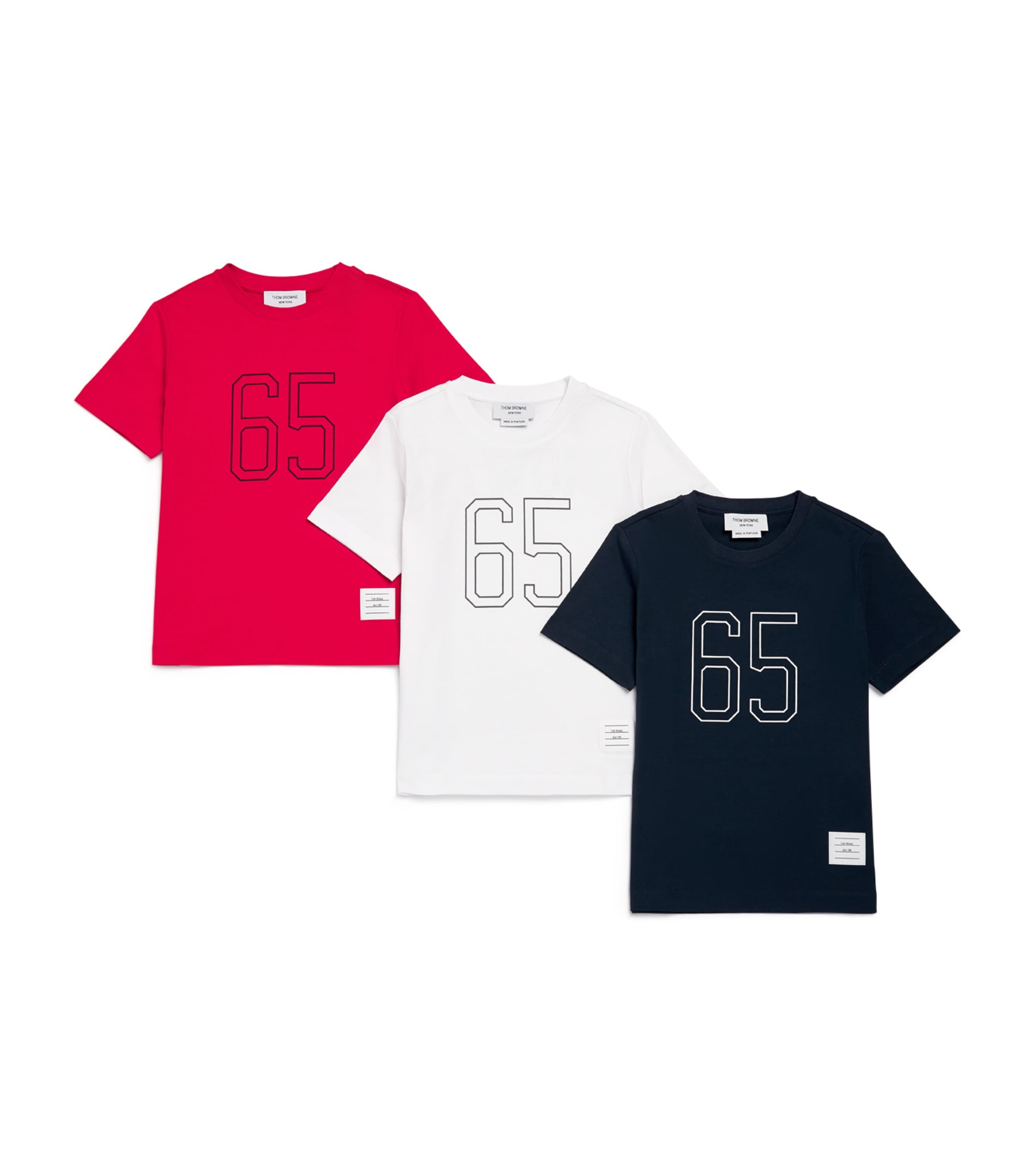Thom Browne Kids Set of 3 Cotton Logo T-Shirts (2-12 Years) Rwbwht Image 1