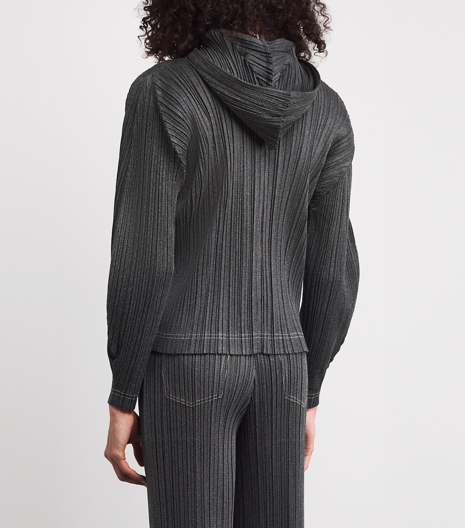 Cotton Denim Zip-Up Jacket BLACK Image 4