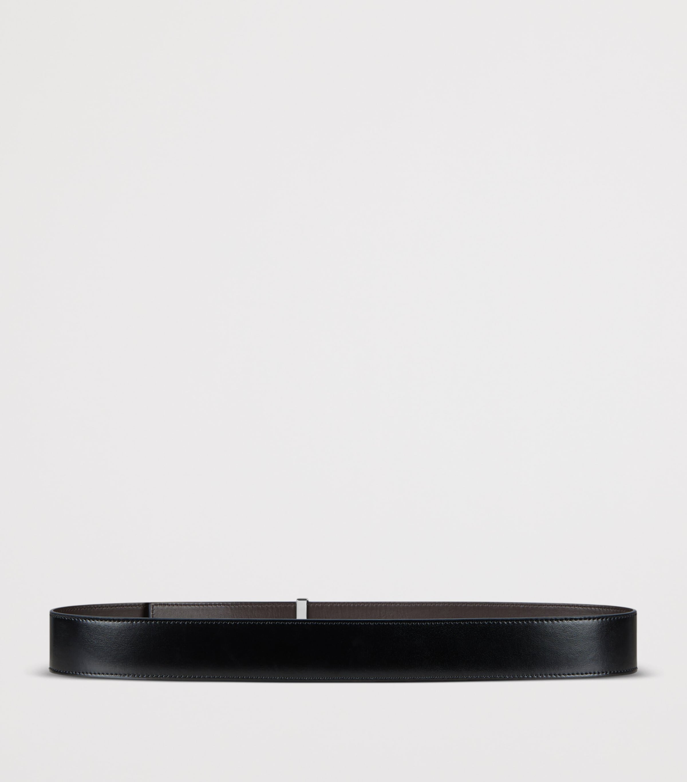 Leather Reversible Label Belt BLACK/GREY Image 3