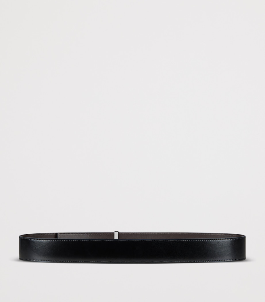 Leather Reversible Label Belt BLACK/GREY Image 3