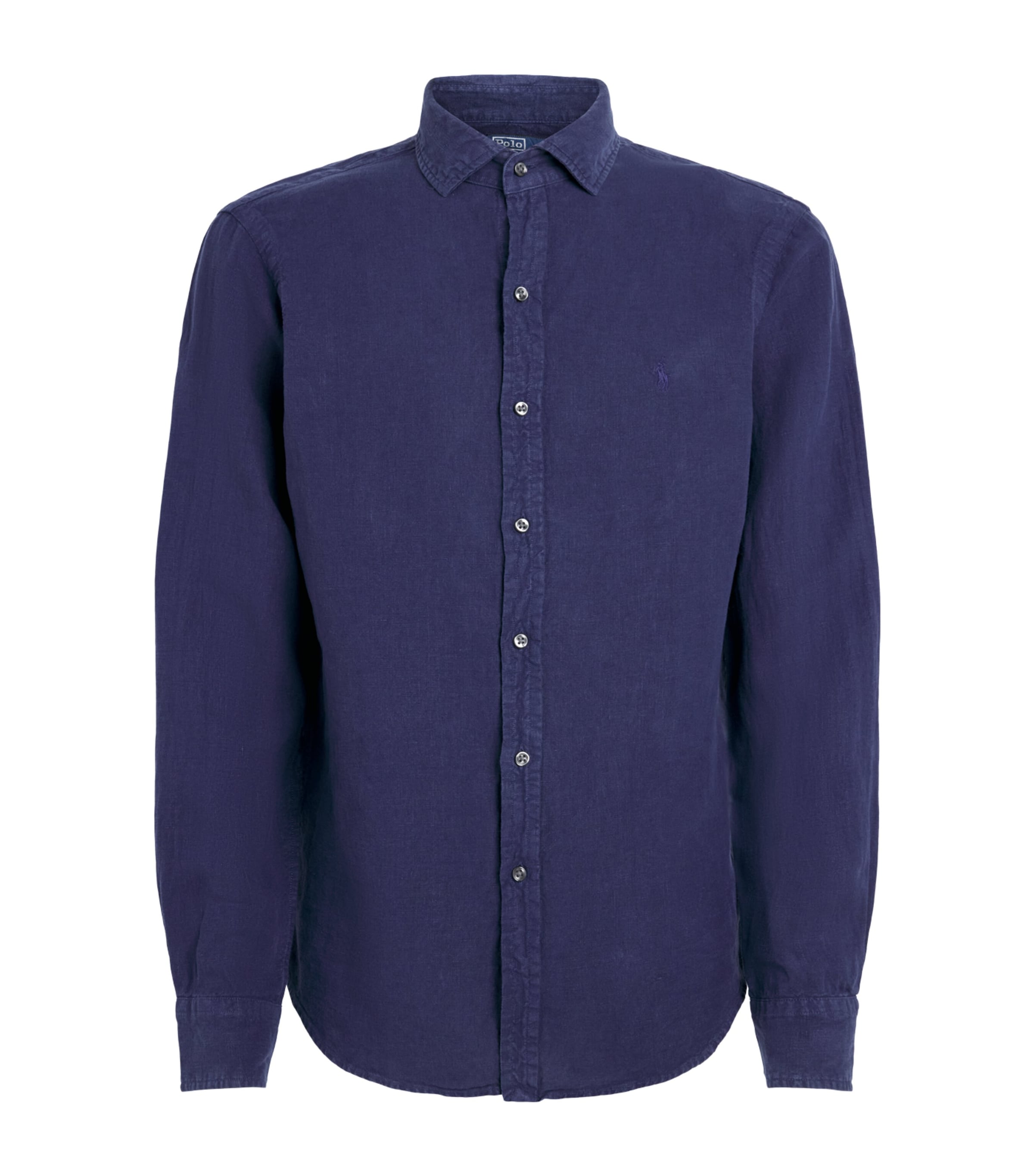 Polo Ralph Lauren Mens Linen Custom-Fit Shirt Newport Navy Image 1