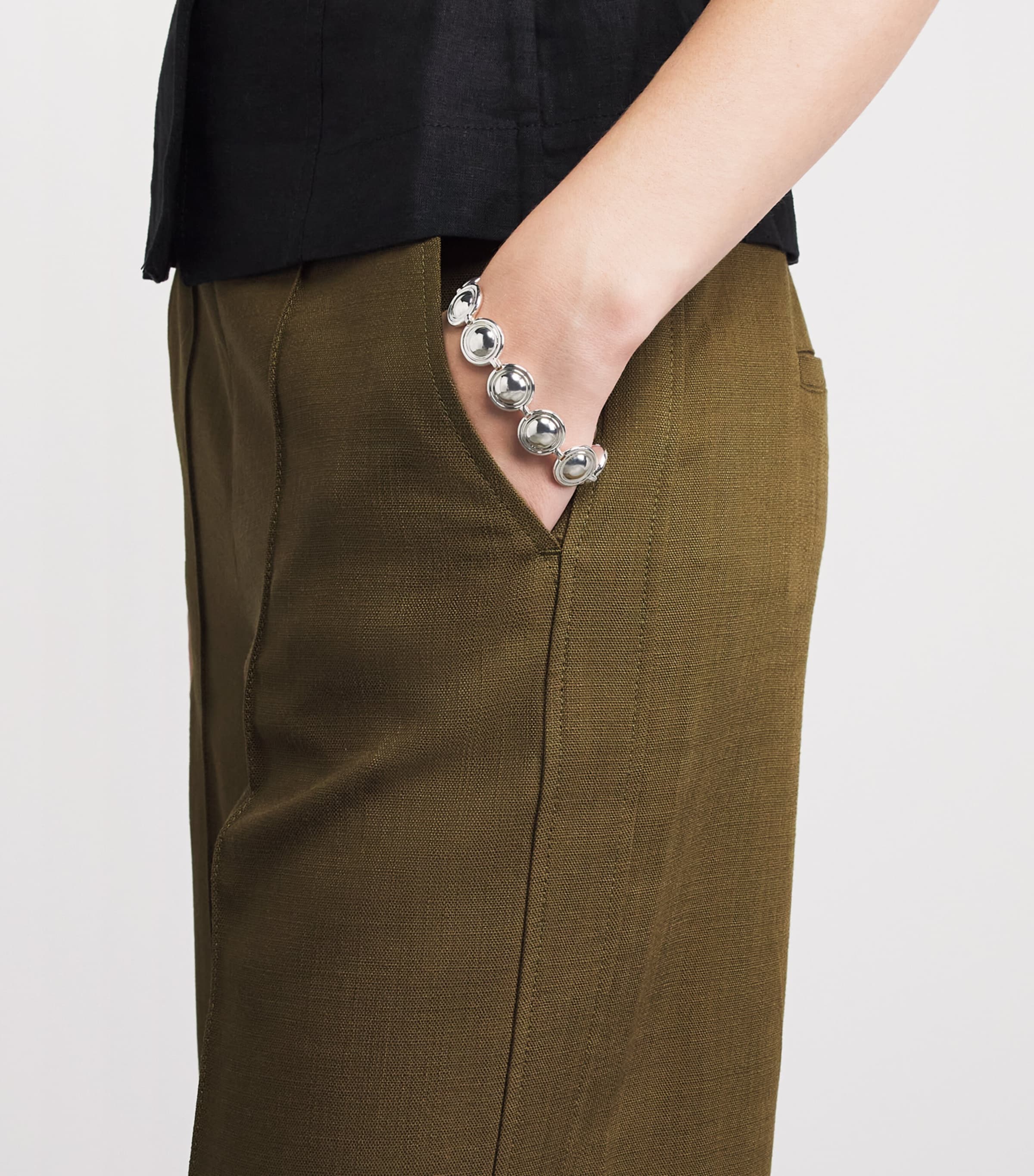 ME+EM Womens Forever Wide-Leg Trousers Olive Green Image 3