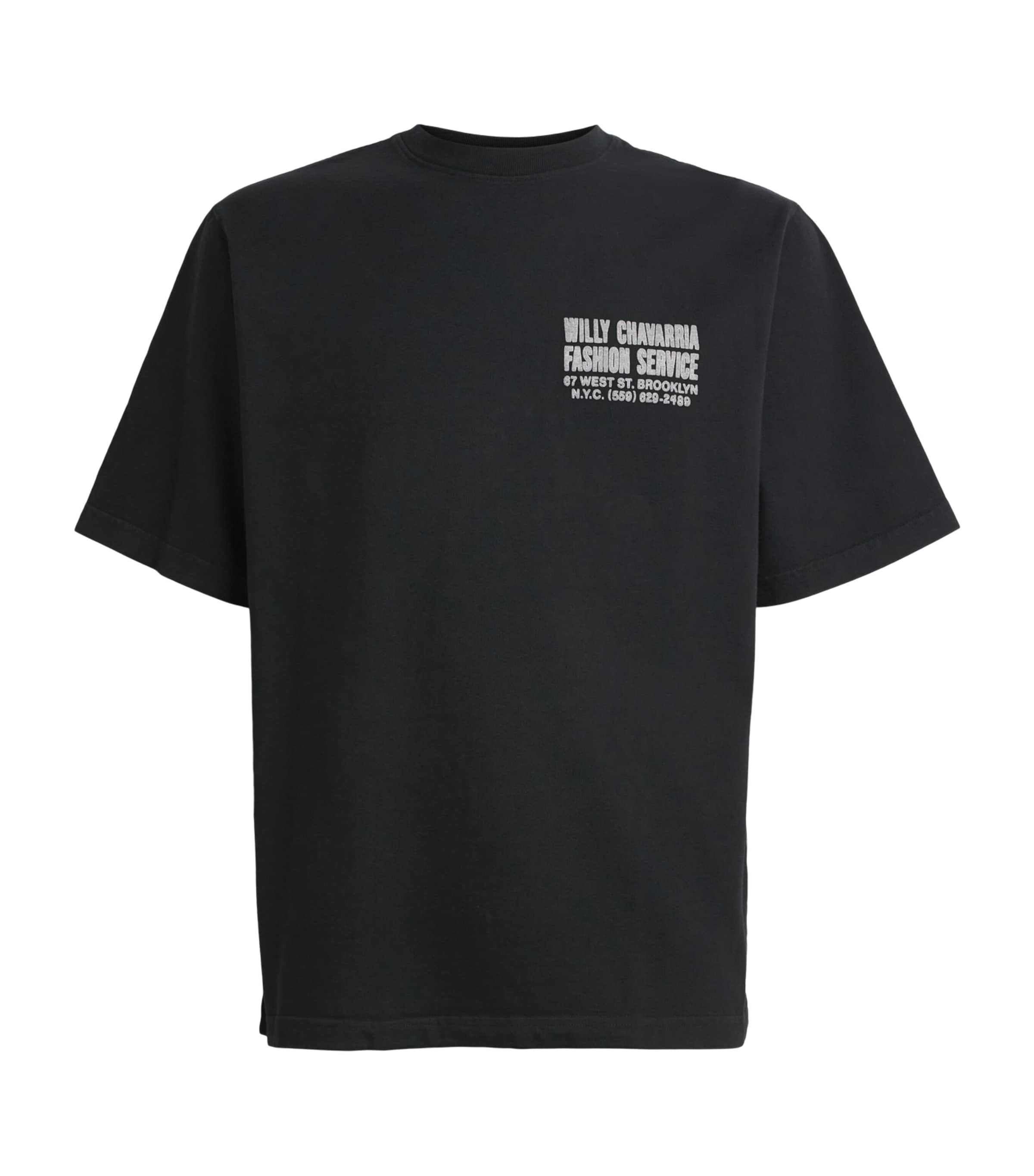 Willy Chavarria Mens Cotton Fashion Services T-Shirt Black Image 1
