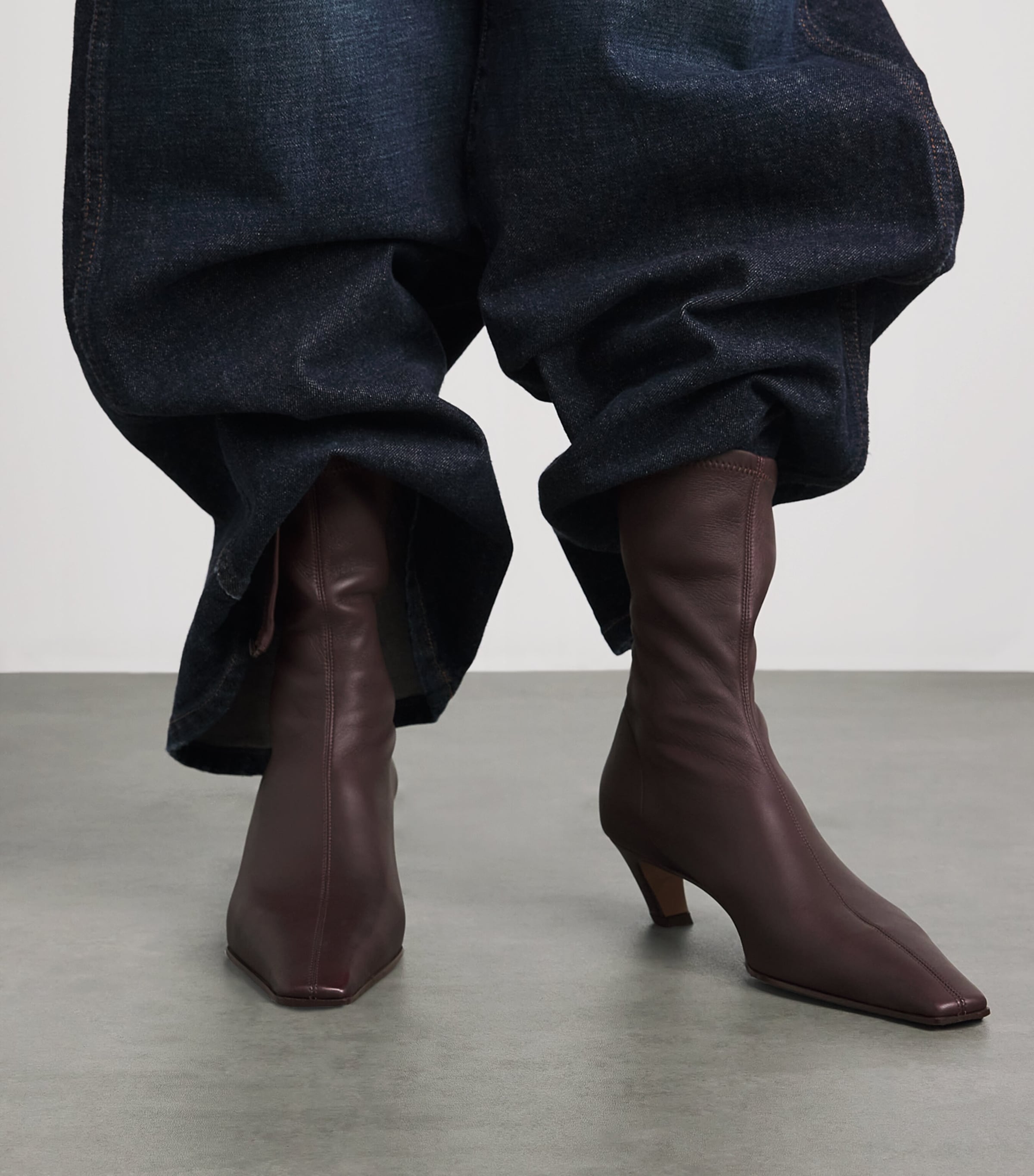 Khaite Leather Arizona Ankle Boots 40 Wine Image 2