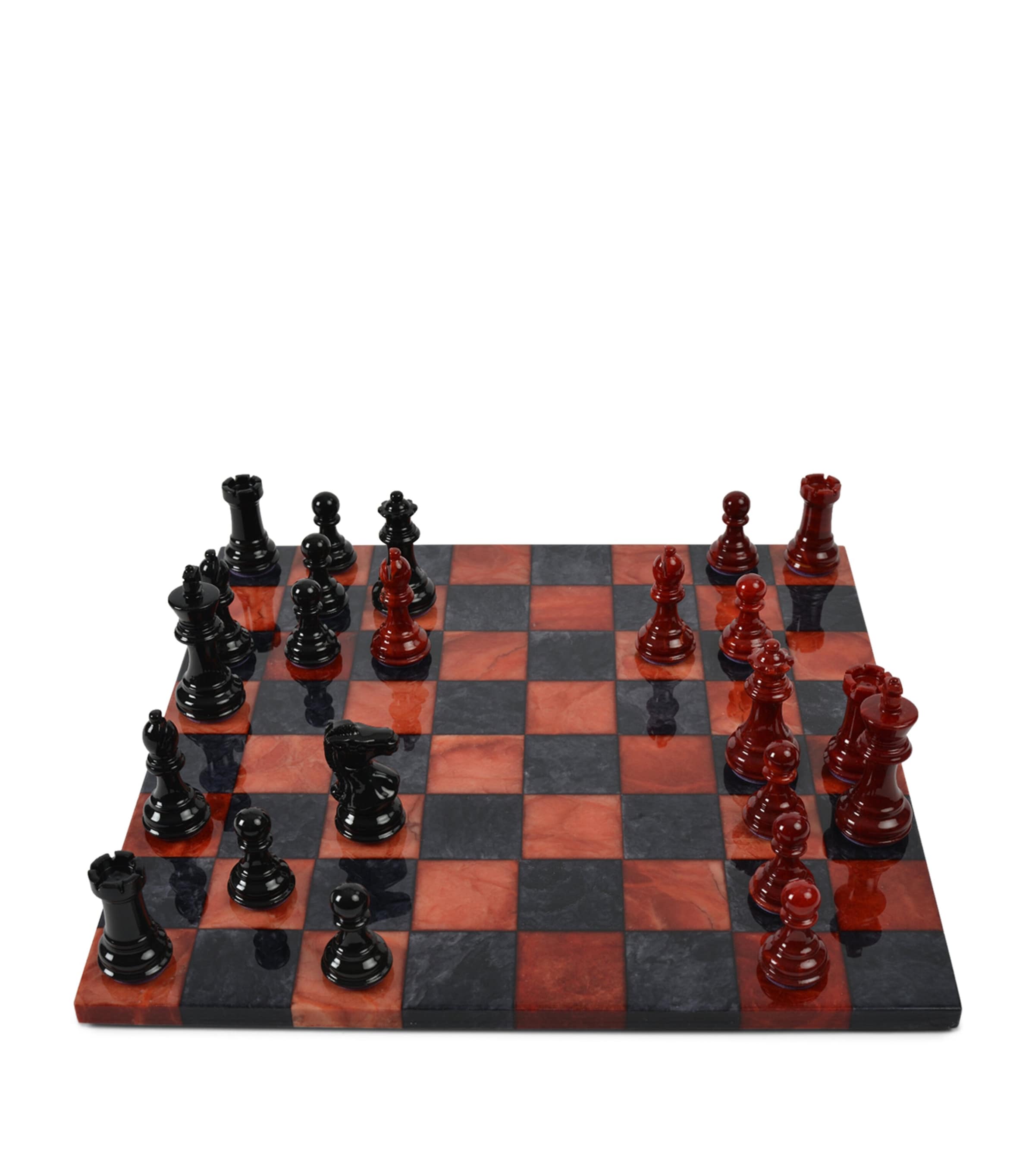 Stone Chess Set RED & BLACK Image 8