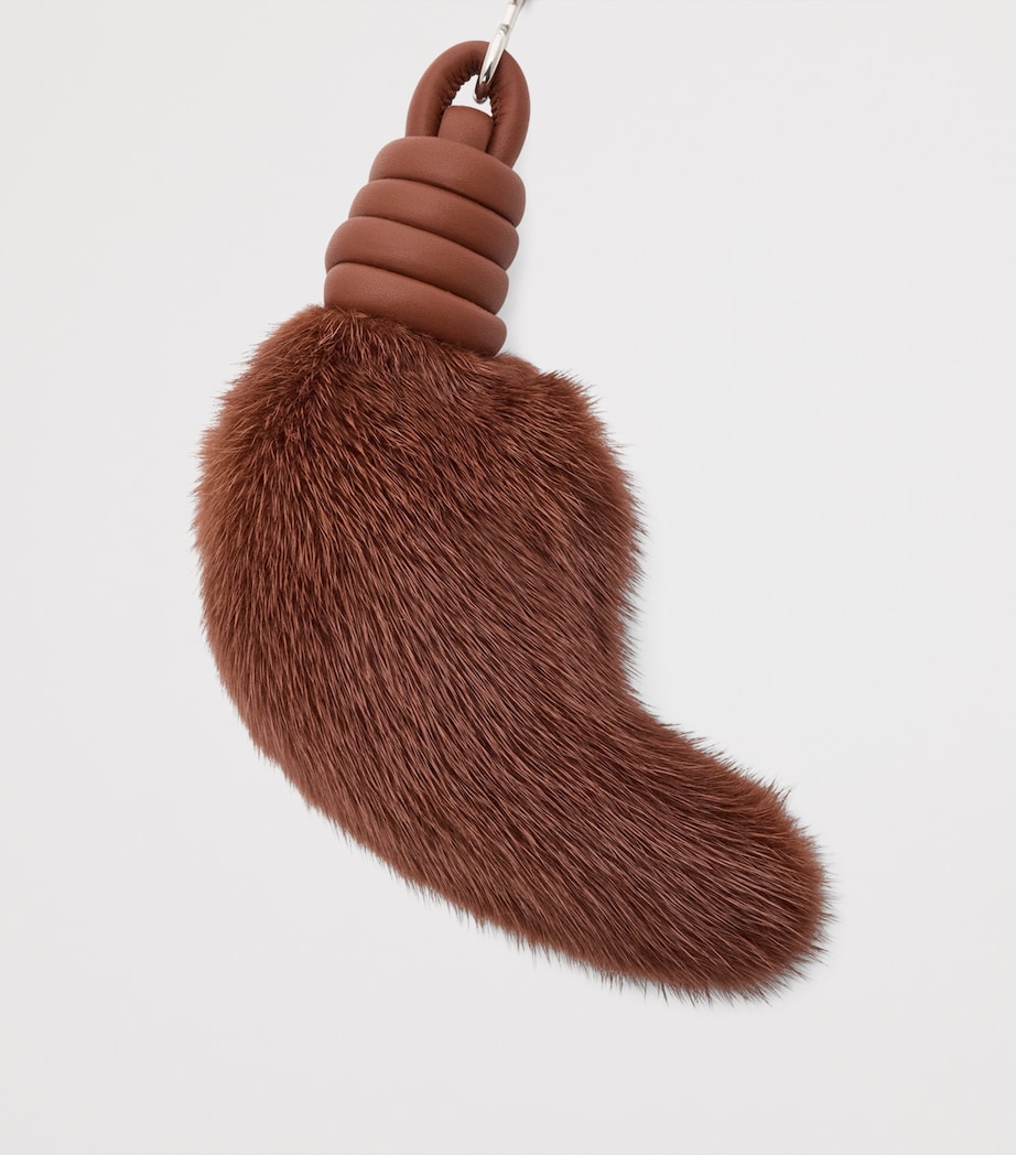 LOEWE Leather-Fur Lion Tail Key Charm Pecan Image 3