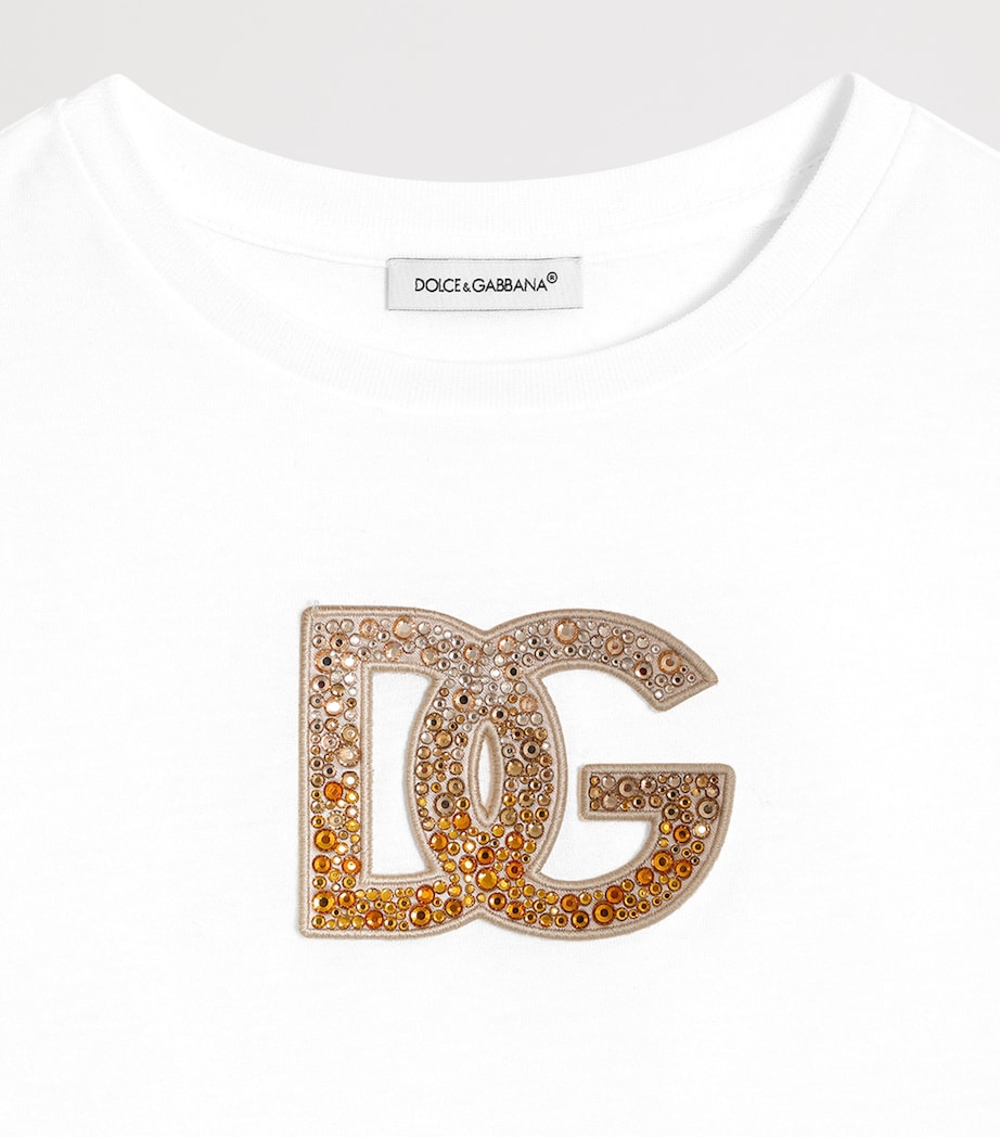 Cotton Glitter Logo T-Shirt (8-12 Years) W0111-WHITE Image 4