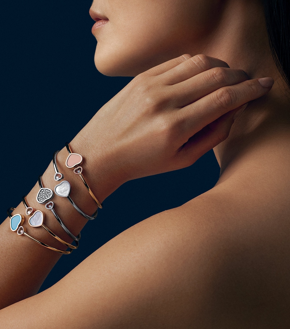 Rose Gold and Diamond Happy Hearts Bangle Image 2