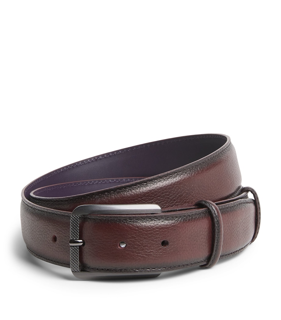 Elliot Rhodes Grained Leather Belt Burgundy Image 1