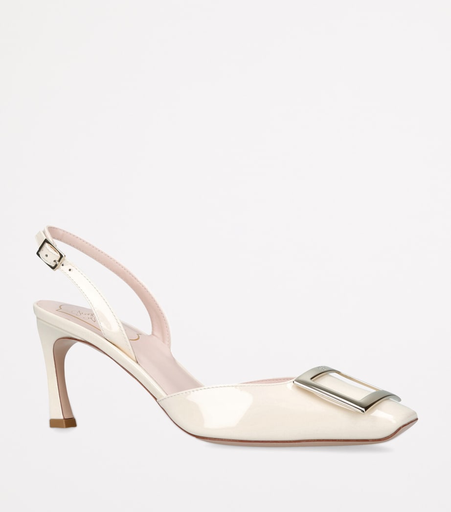 Leather Trompette Slingback Pumps 70 WHITE Image 3