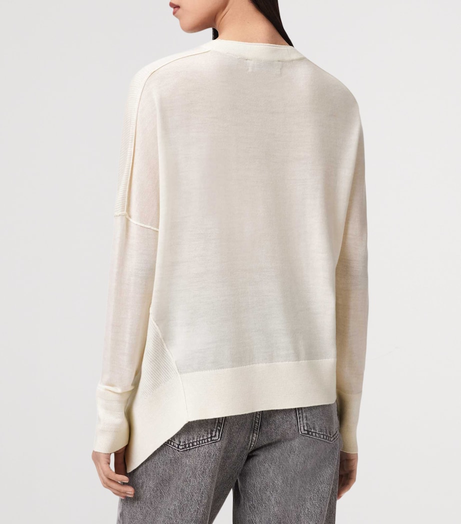 AllSaints Womens Wool Asymmetric Isla Sweater Chalk White Image 4