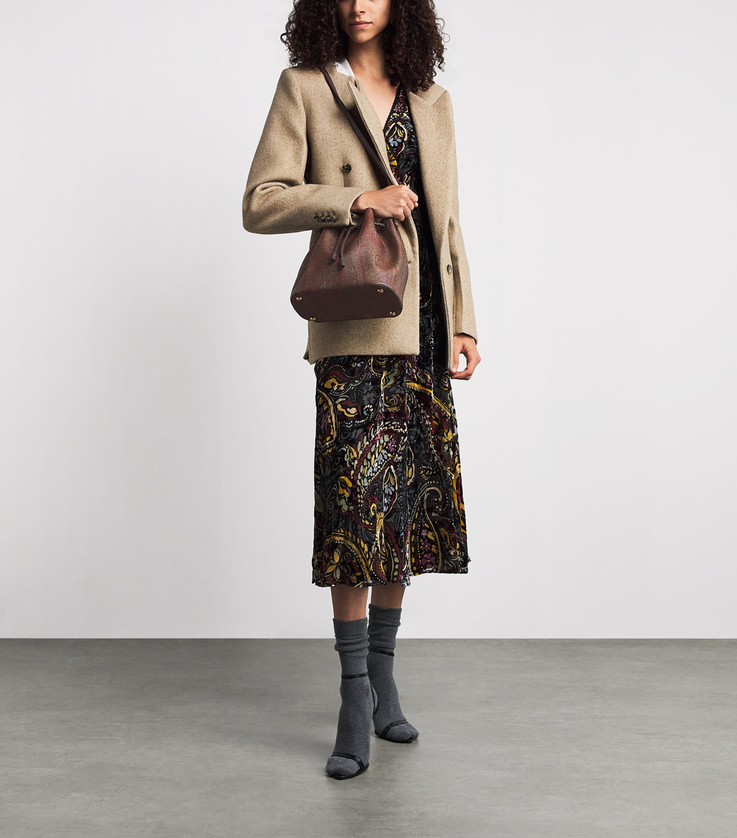 Etro Small Paisley Arnica Bucket Bag Brown Image 2