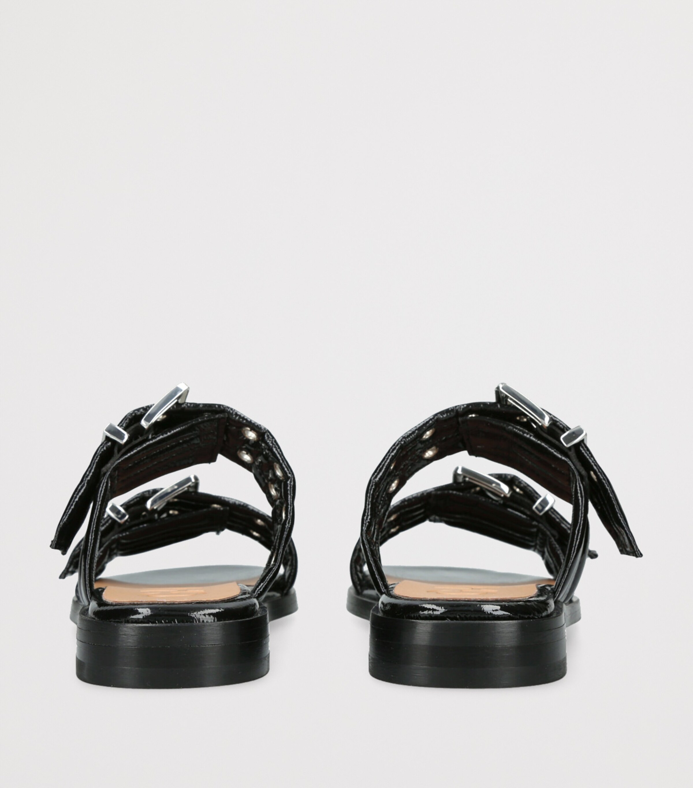 GANNI Leather Buckle Slides Black Image 2