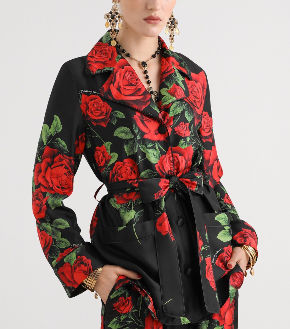 Dolce&Gabbana Womens Silk Logo Pyjama-Style Shirt Rose Rosse F Image 4