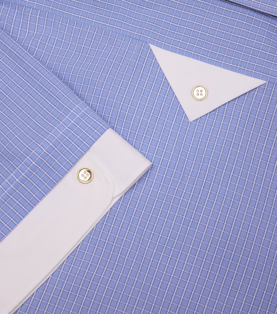 Cotton Oversized Check Shirt CIEL / BLANC Image 5