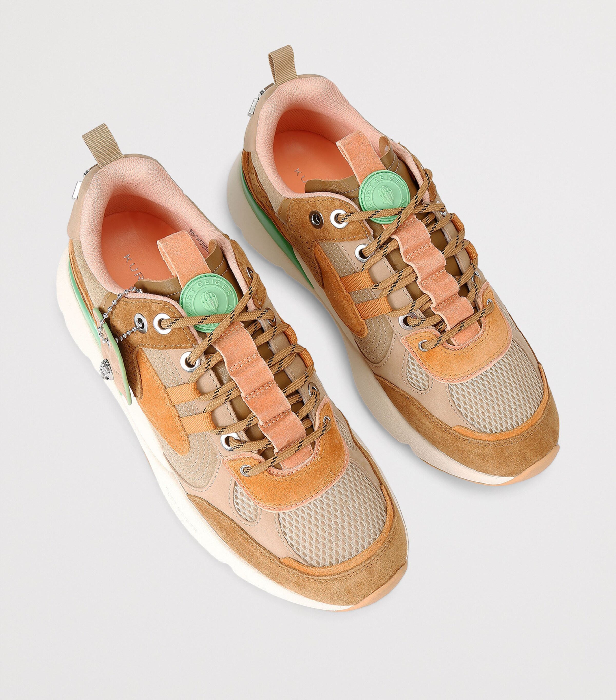 Kurt Geiger London Suede Kurt Runner Sneakers Tan Comb Image 4