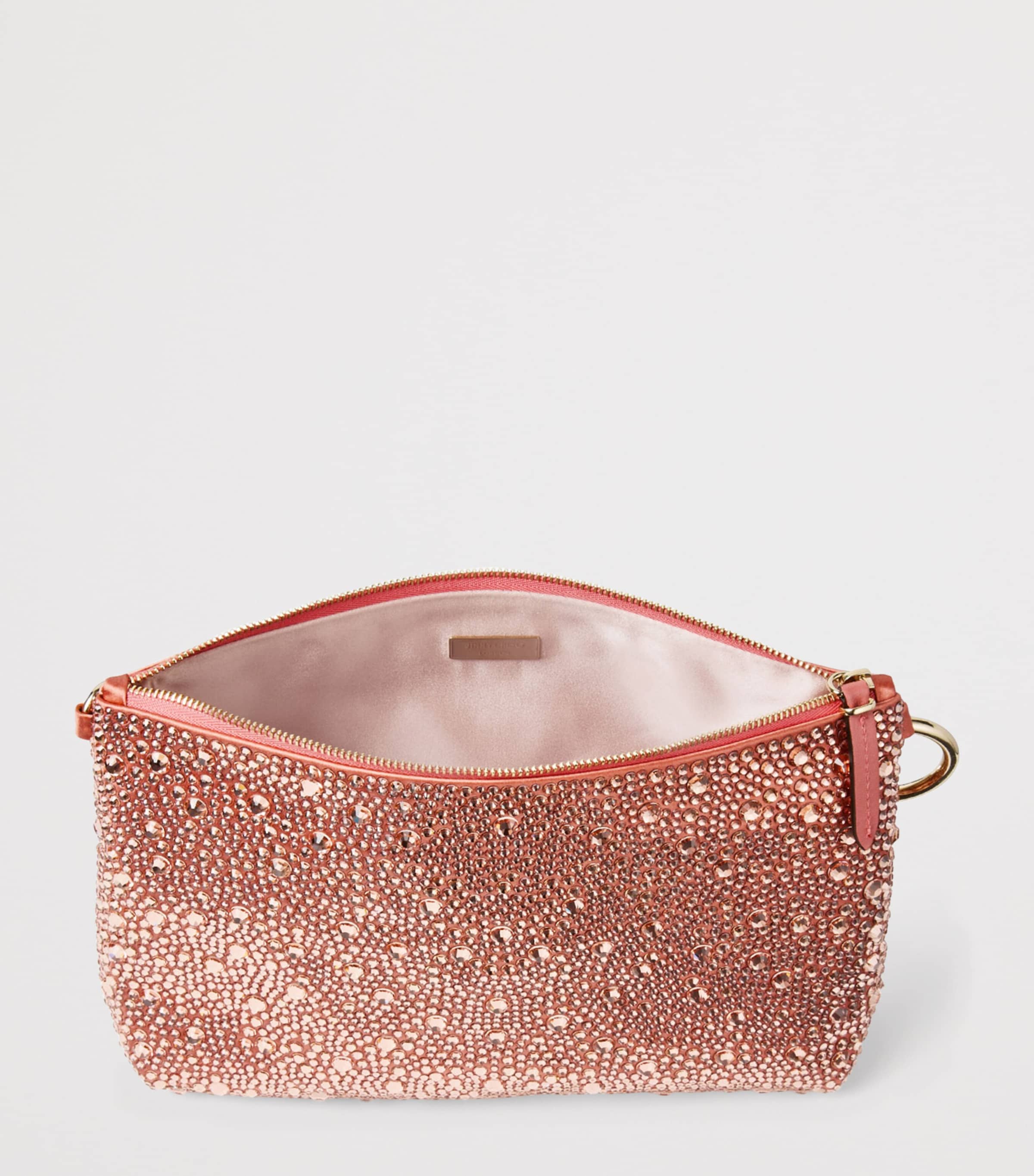 Jimmy Choo Callie Satin Embellished Clutch Bag Grapefruit/light Gol Image 4