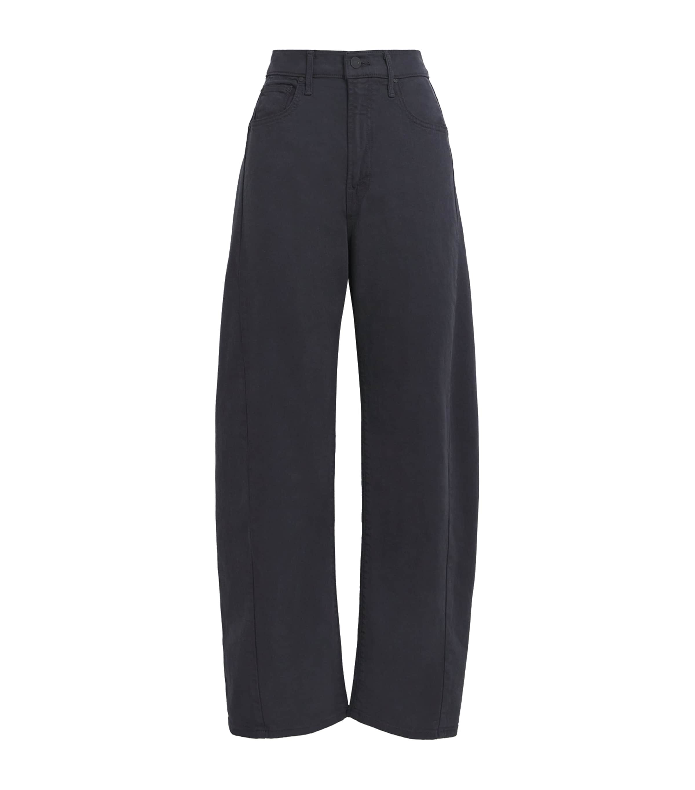 Mother The Half Pipe Flood High Waist Barrel Jeans In Black