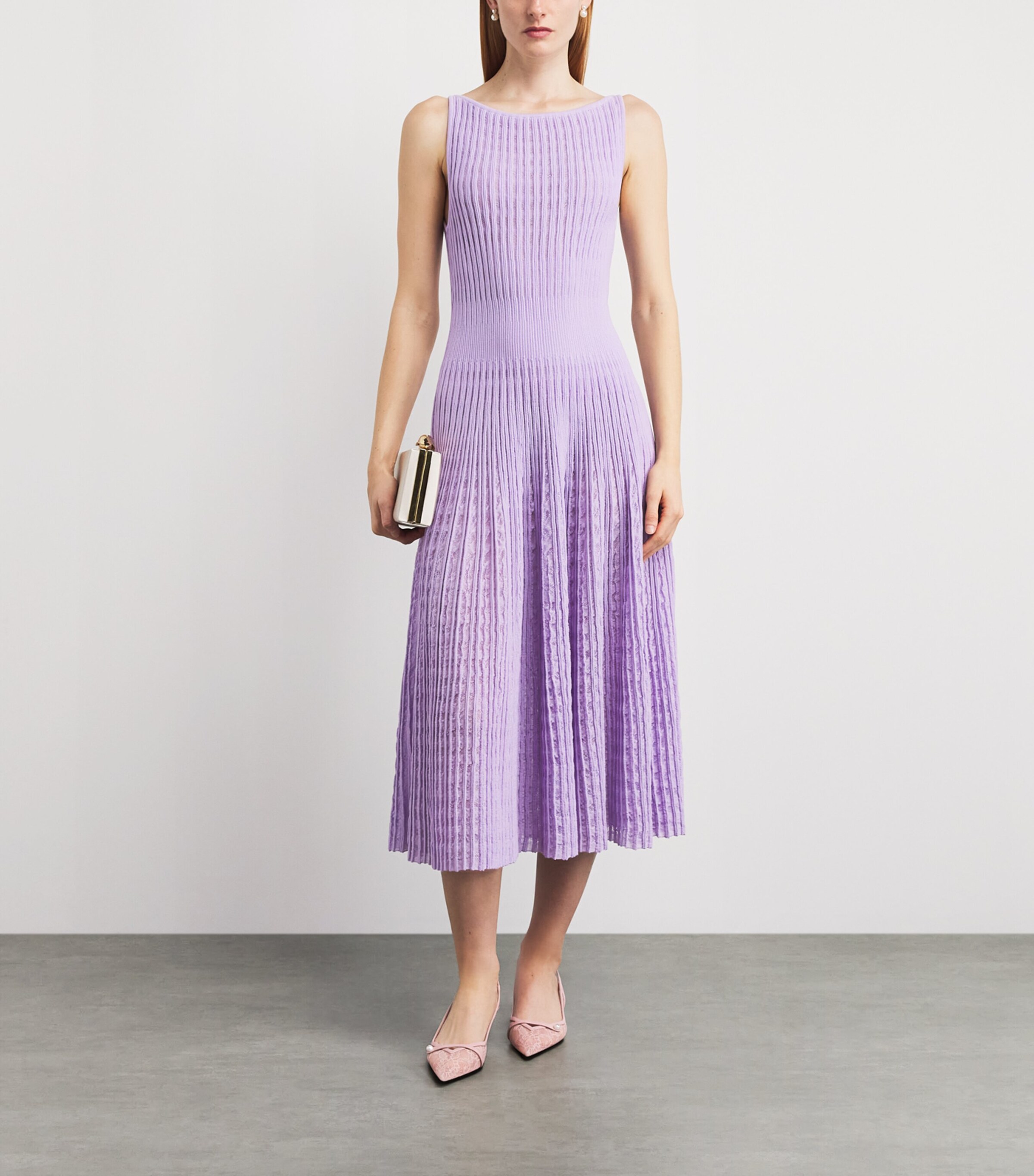 VALENTI Womens Knitted Isabela Midi Dress Lilac Image 2