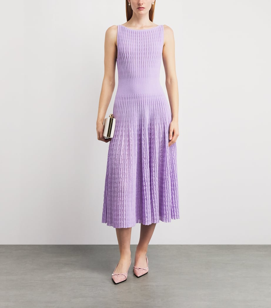 VALENTI Womens Knitted Isabela Midi Dress Lilac Image 2