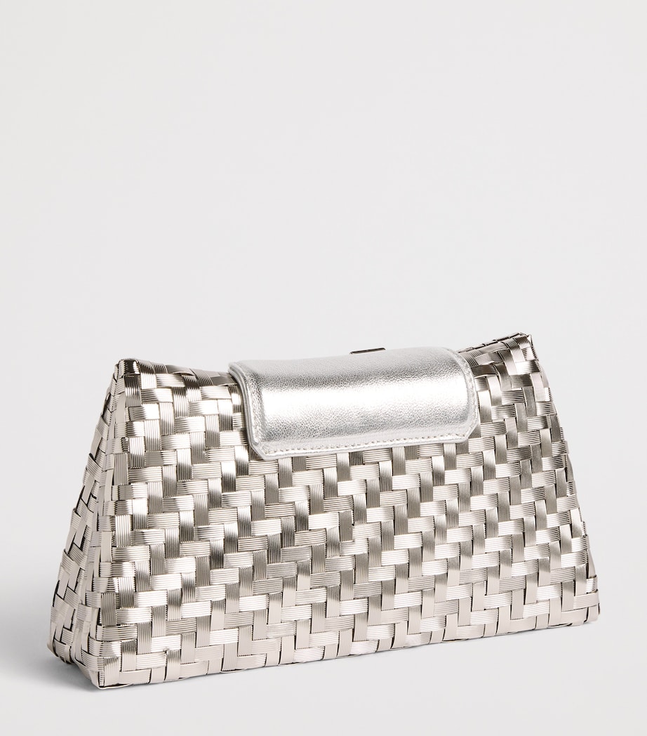 Rodo Woven Embellished Clutch Bag Silver Image 3