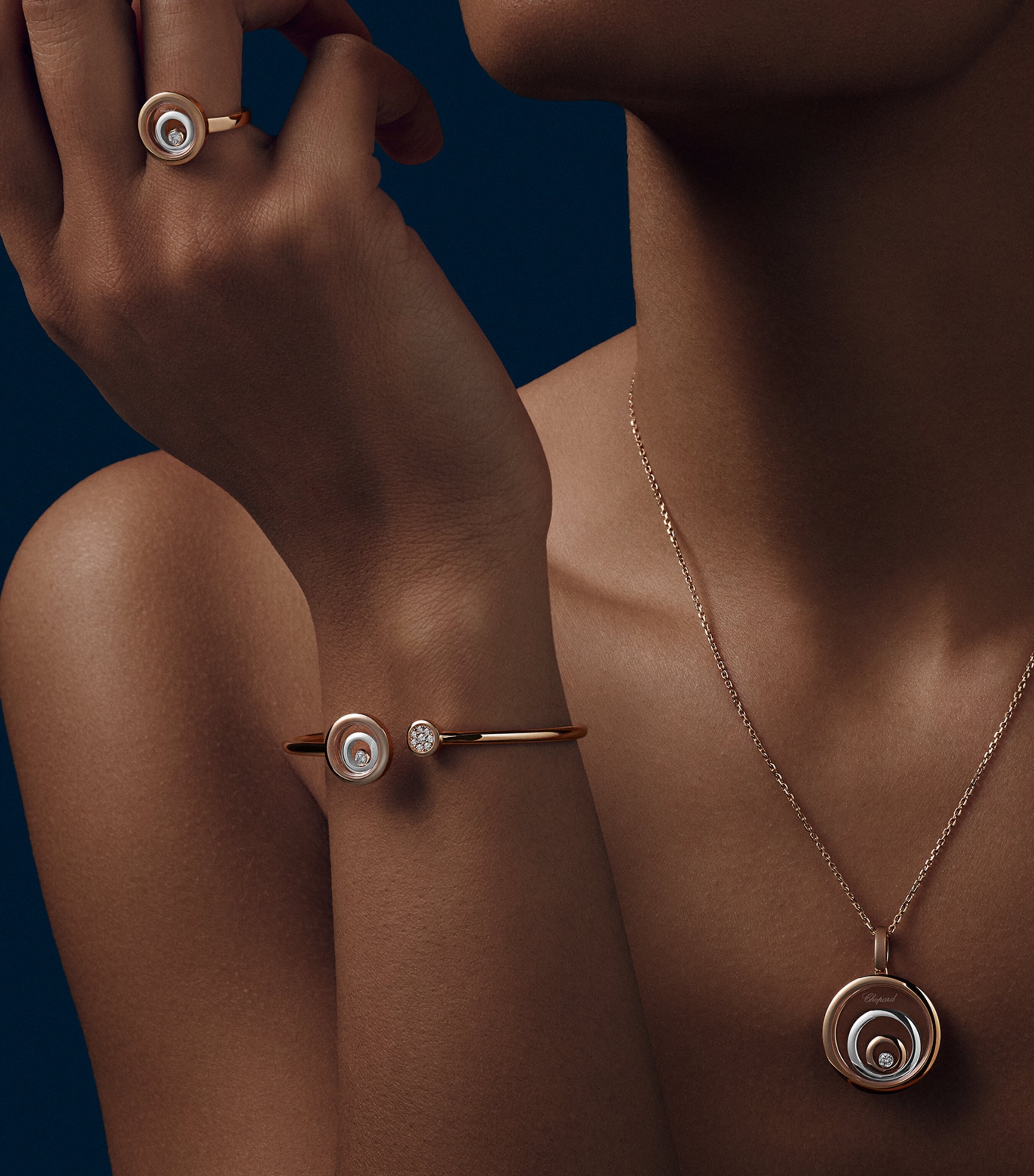 Medium Rose Gold and Diamond Happy Spirit Bangle 18K WHITE GOLD/18K R Image 4