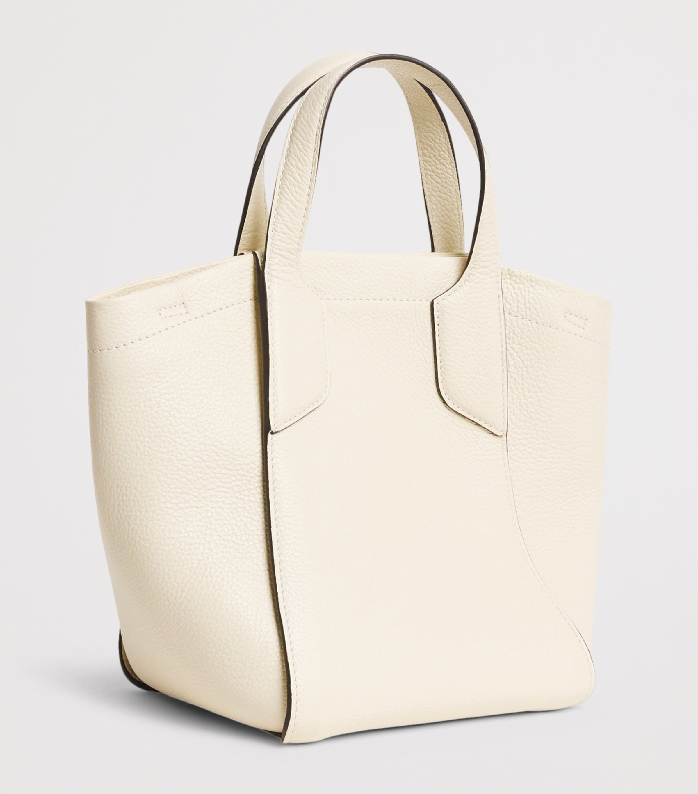 Harrods Small Leather Freya Tote Bag Stone Image 3