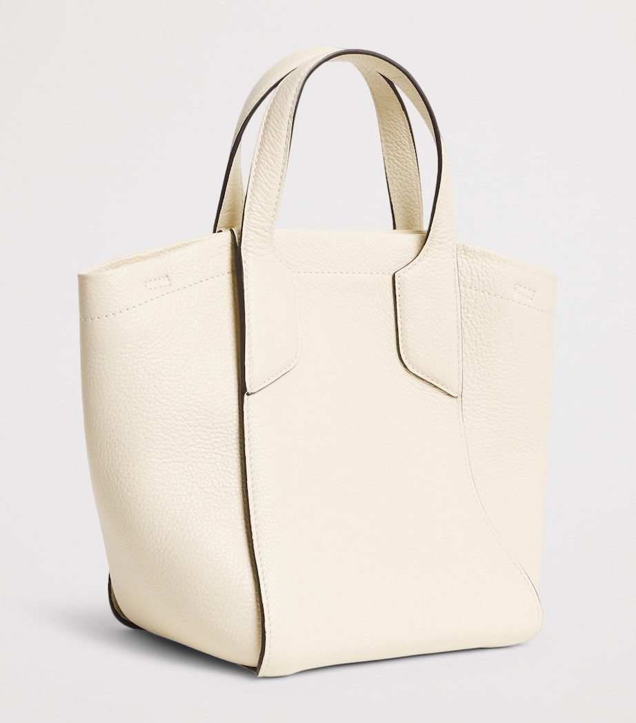 Harrods Small Leather Freya Tote Bag Stone Image 3