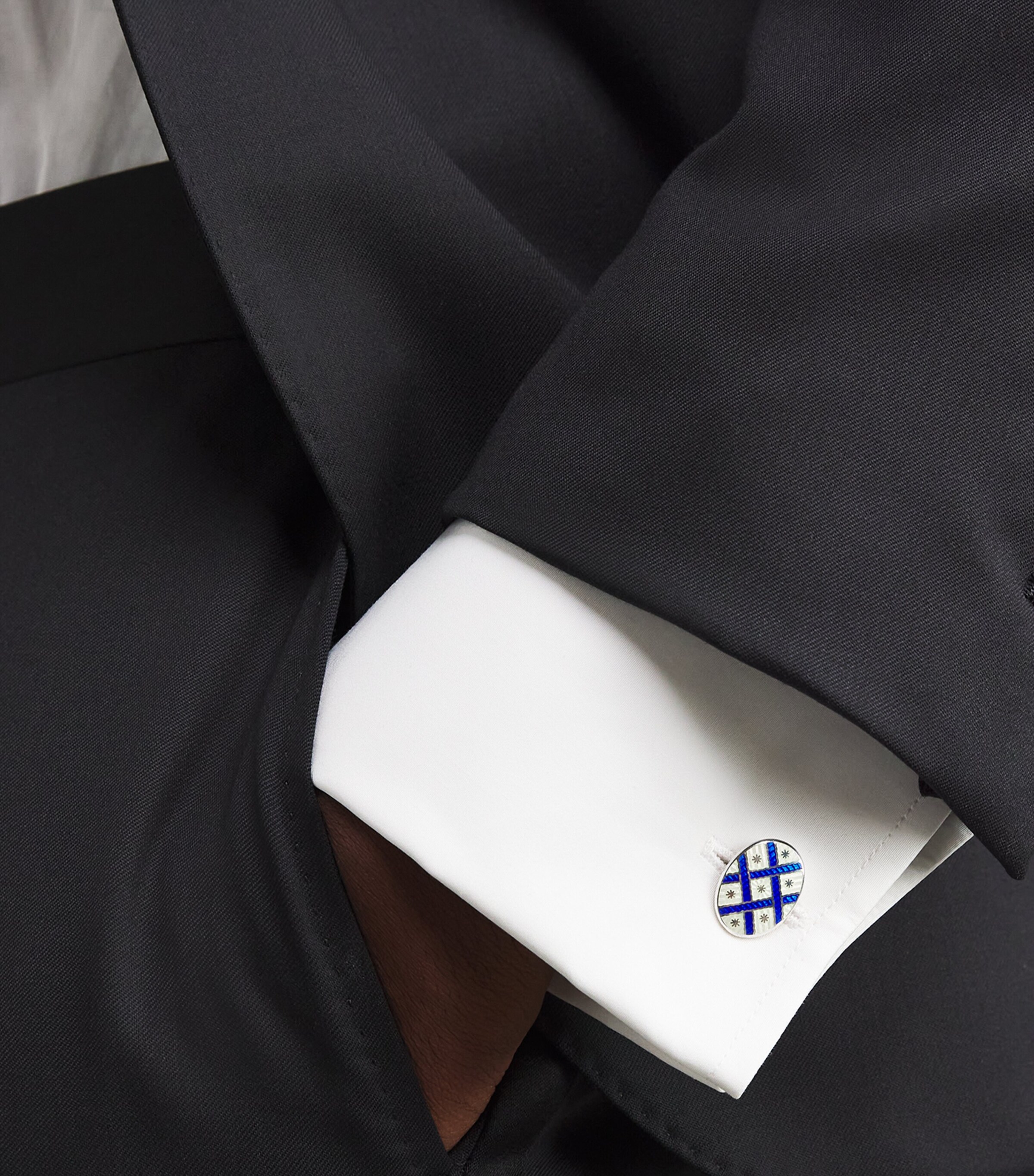 Sterling Silver Fancy Pattern Cufflinks BLUE Image 2