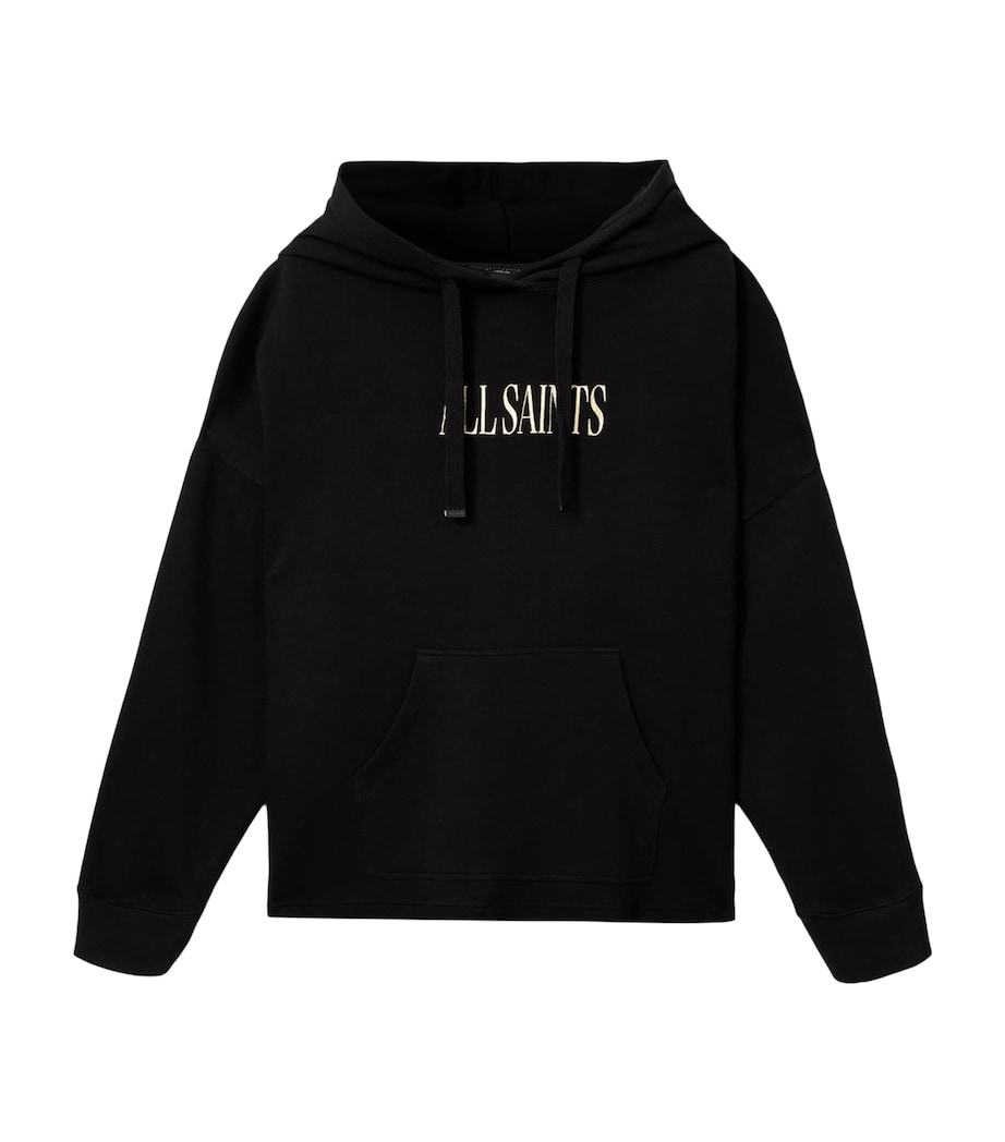 AllSaints Womens Organic Cotton Cora Etie Hoodie Black Image 1