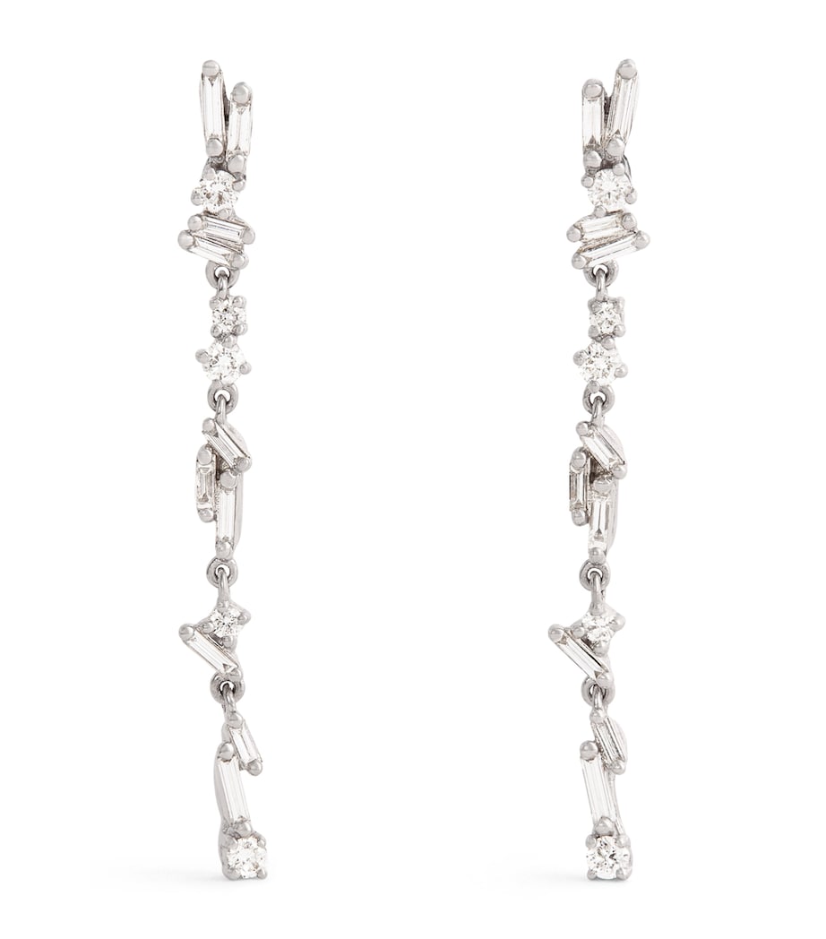 White Gold and Diamond Classic Sparkler Drop Earrings 18K WG/WD Image 1