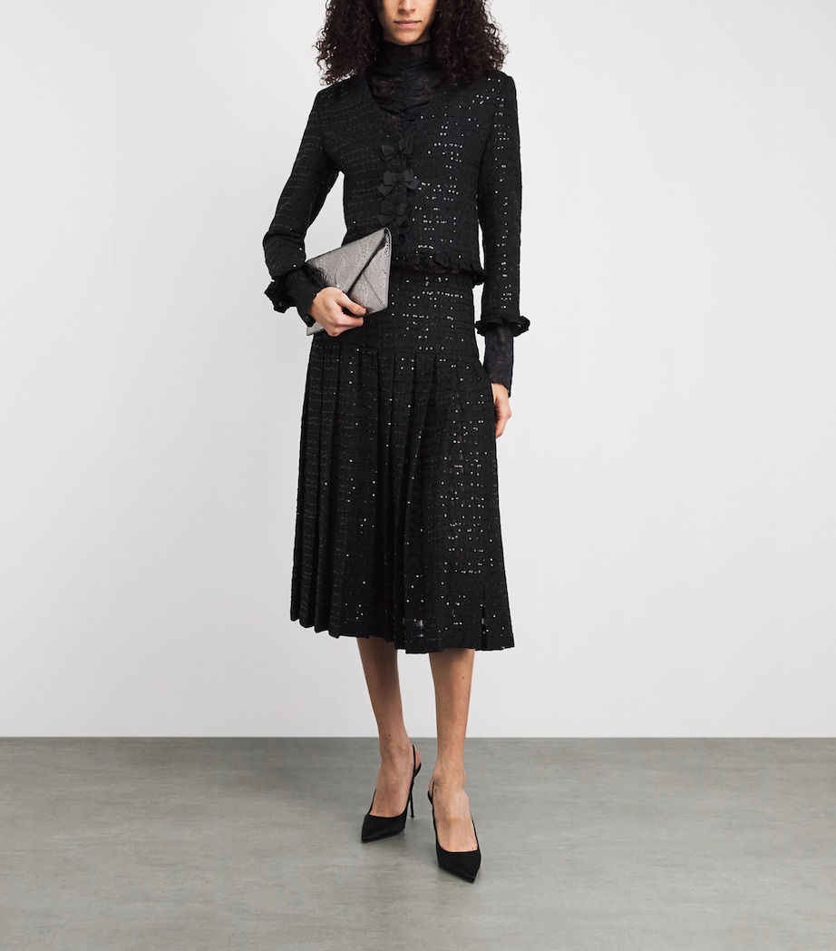 Alessandra Rich Womens Tweed Sequin Jacket Black Image 2