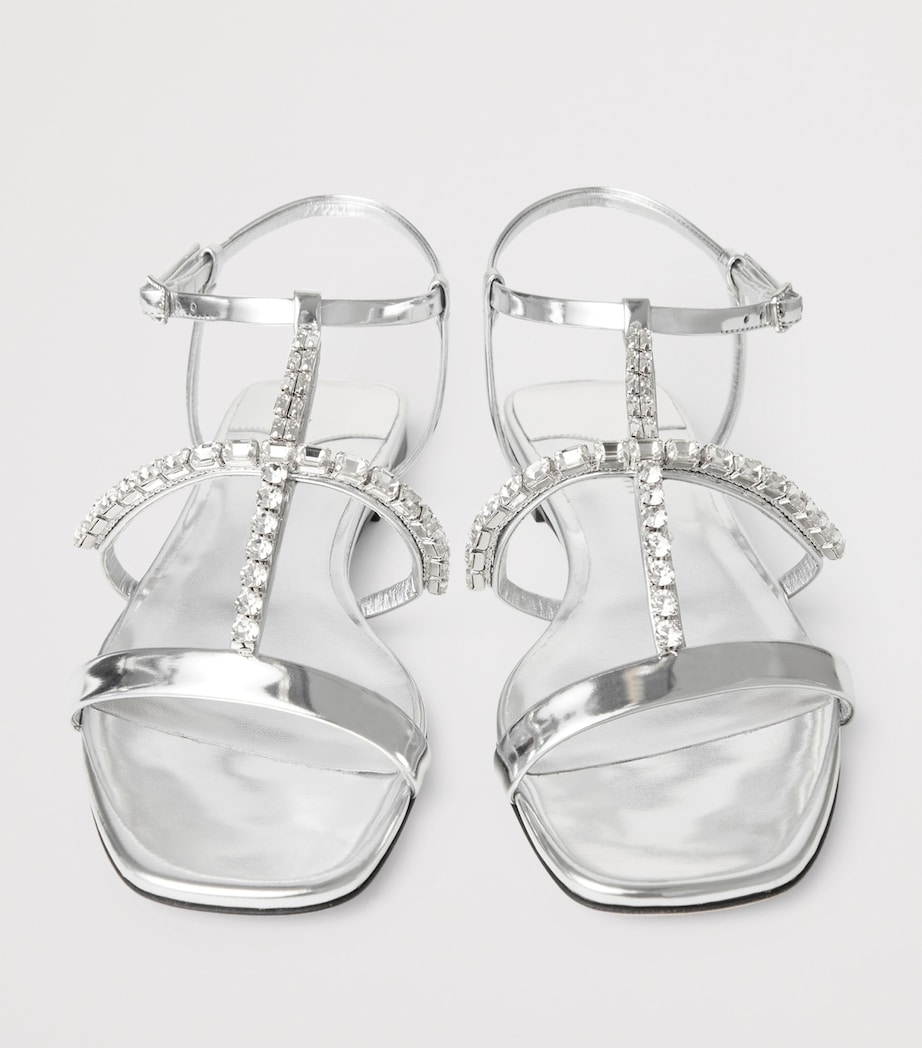 Gwyn Flat Leather Sandals SILVER/CRYSTAL Image 5