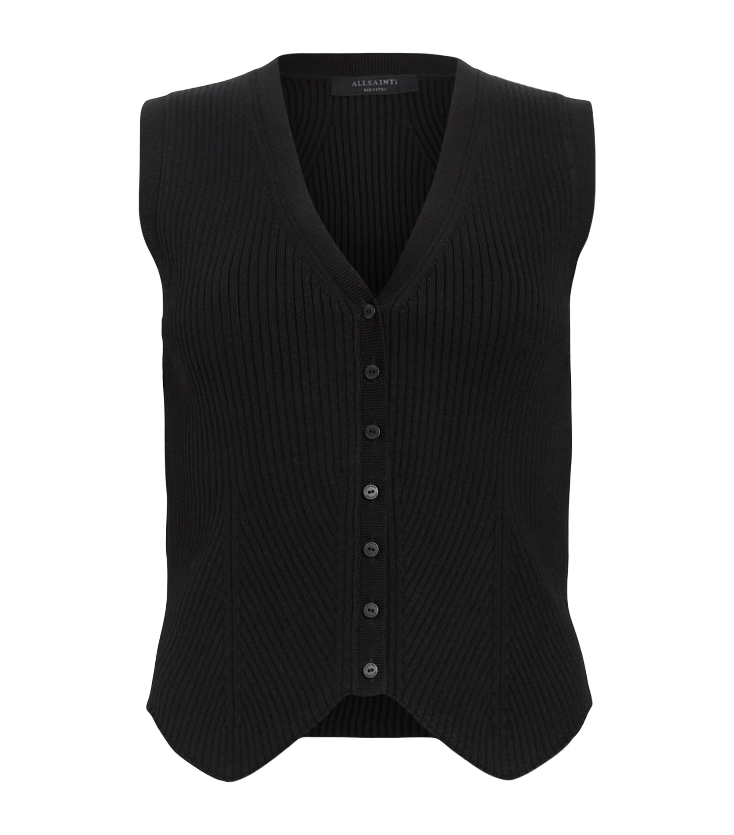 Allsaints Knitted Cruz Waistcoat In Black