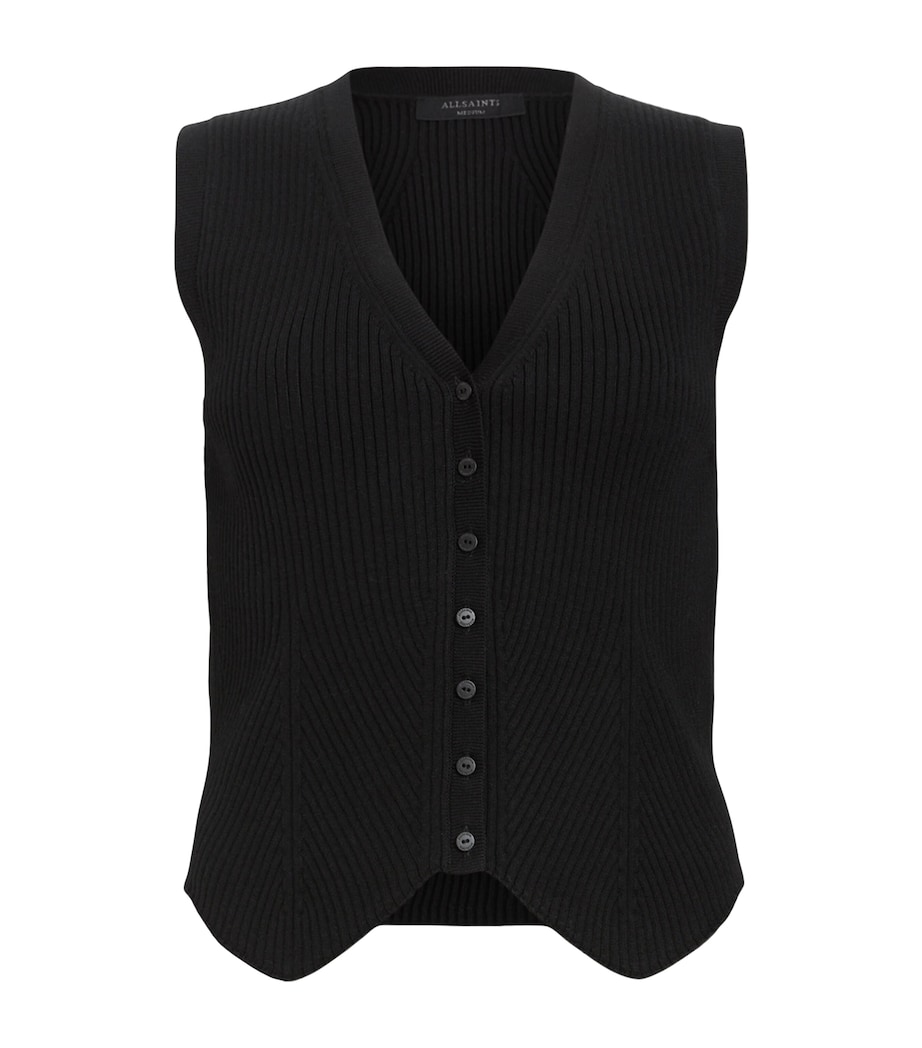 AllSaints Womens Knitted Cruz Waistcoat Black Image 1