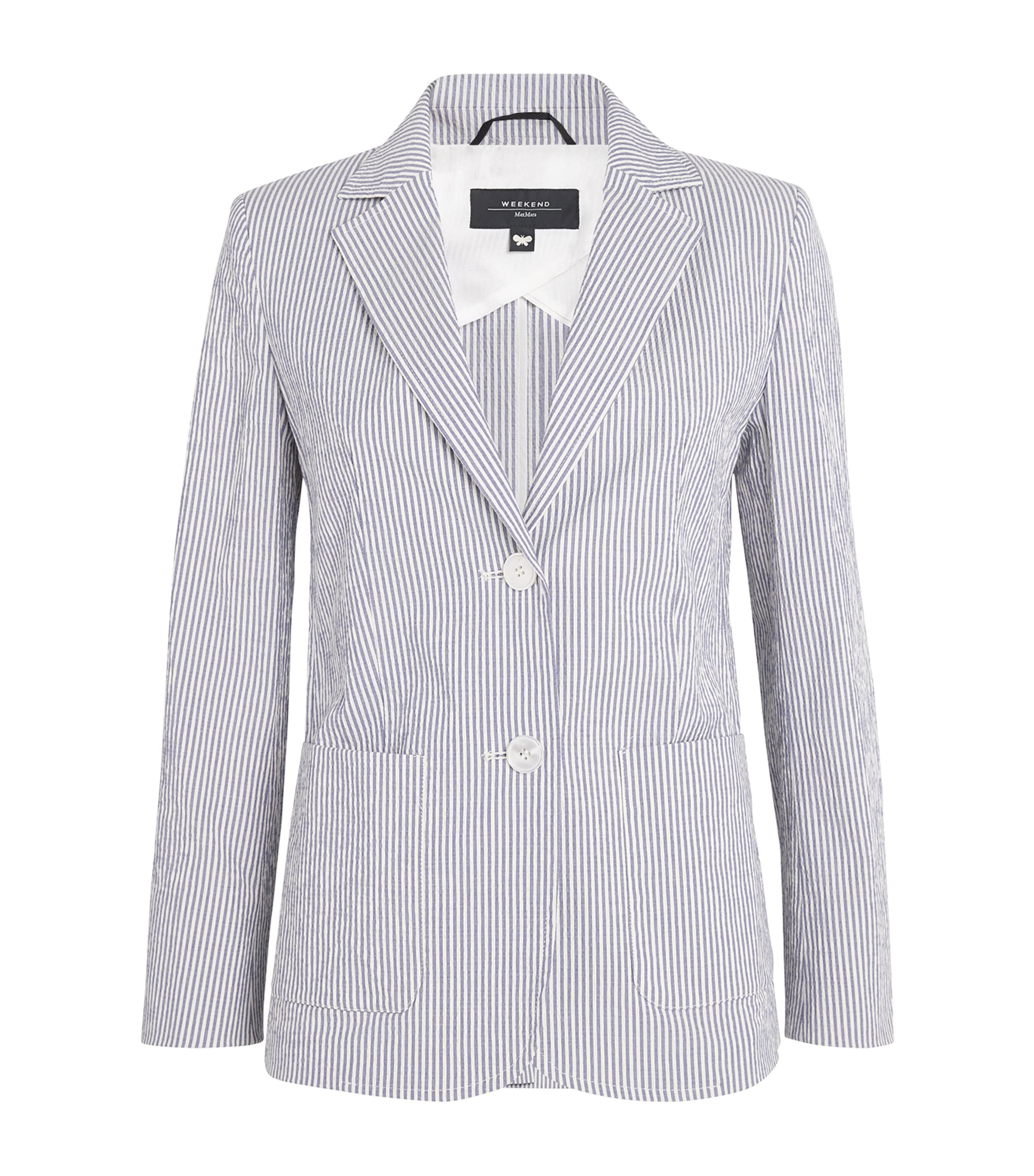 Weekend Max Mara Cotton Striped Blazer In Navy