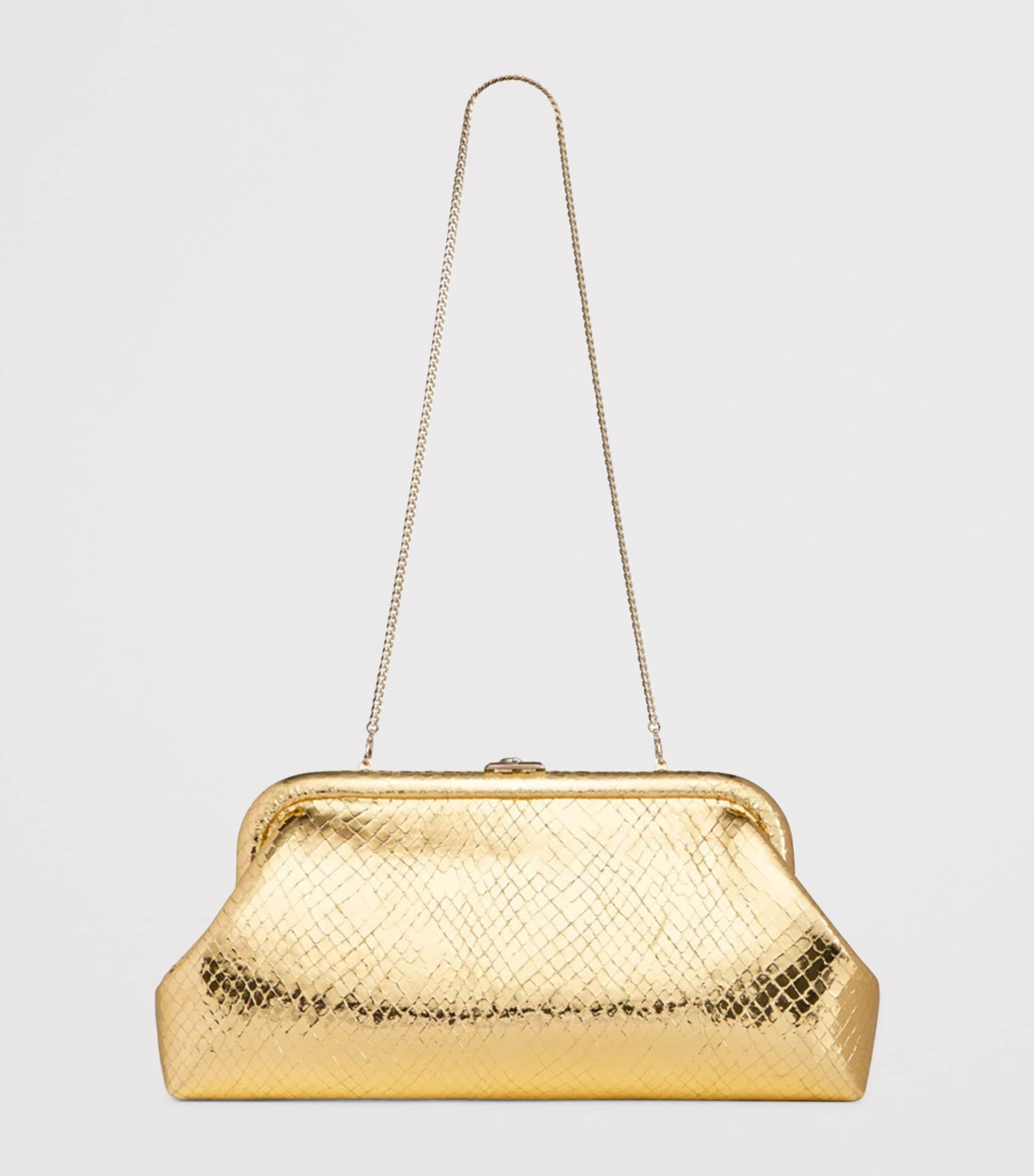 Skylar Snake-Embossed Leather Clutch Bag GOLD/LIGHT GOLD Image 4