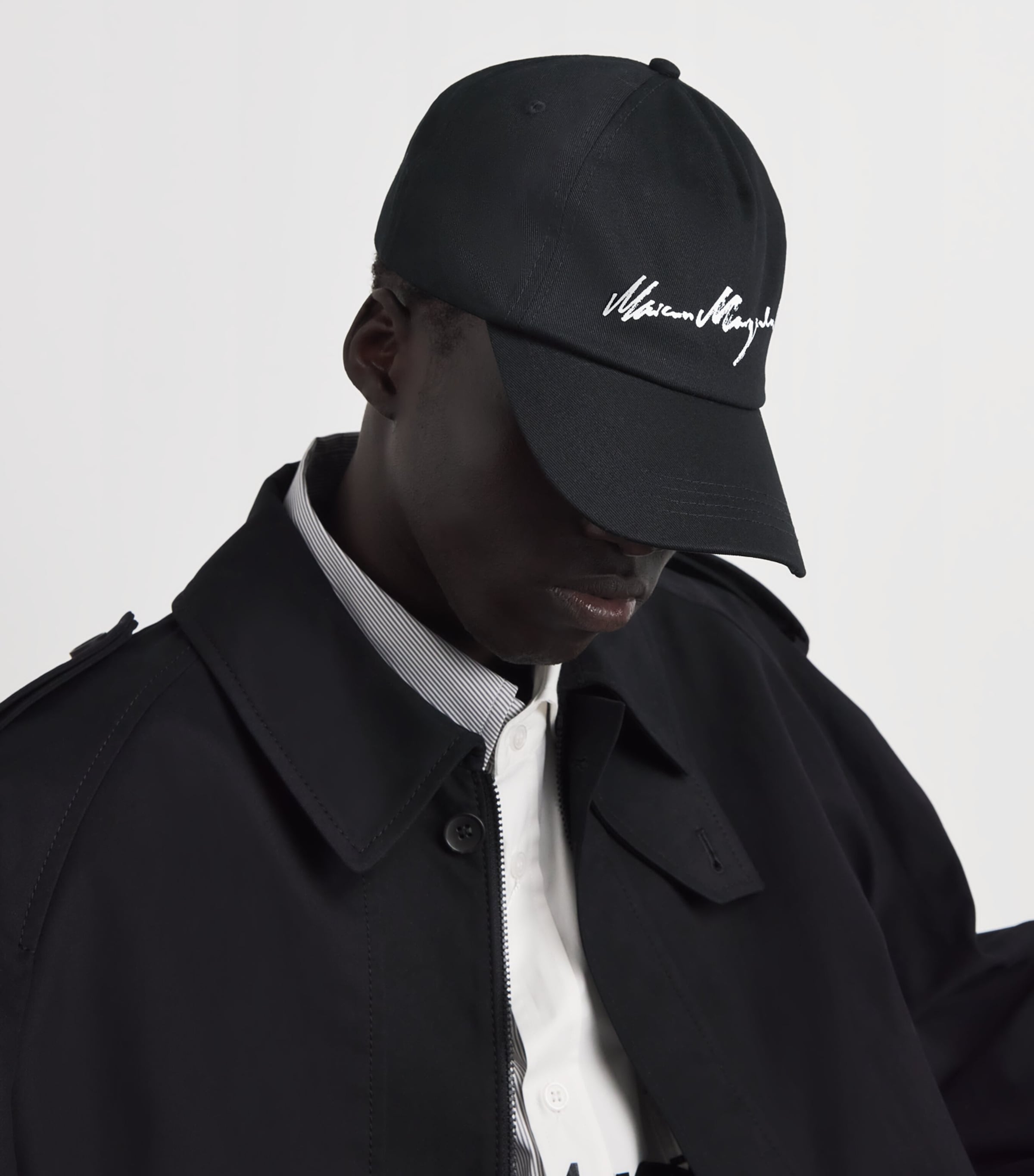 MM6 Maison Margiela Cotton Logo Cap Black Ecru Prnt Image 2