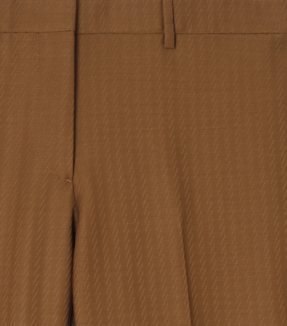 Burberry Womens Wool-Mohair Tailored Trousers Hazelnut Brwn Stripe Image 4