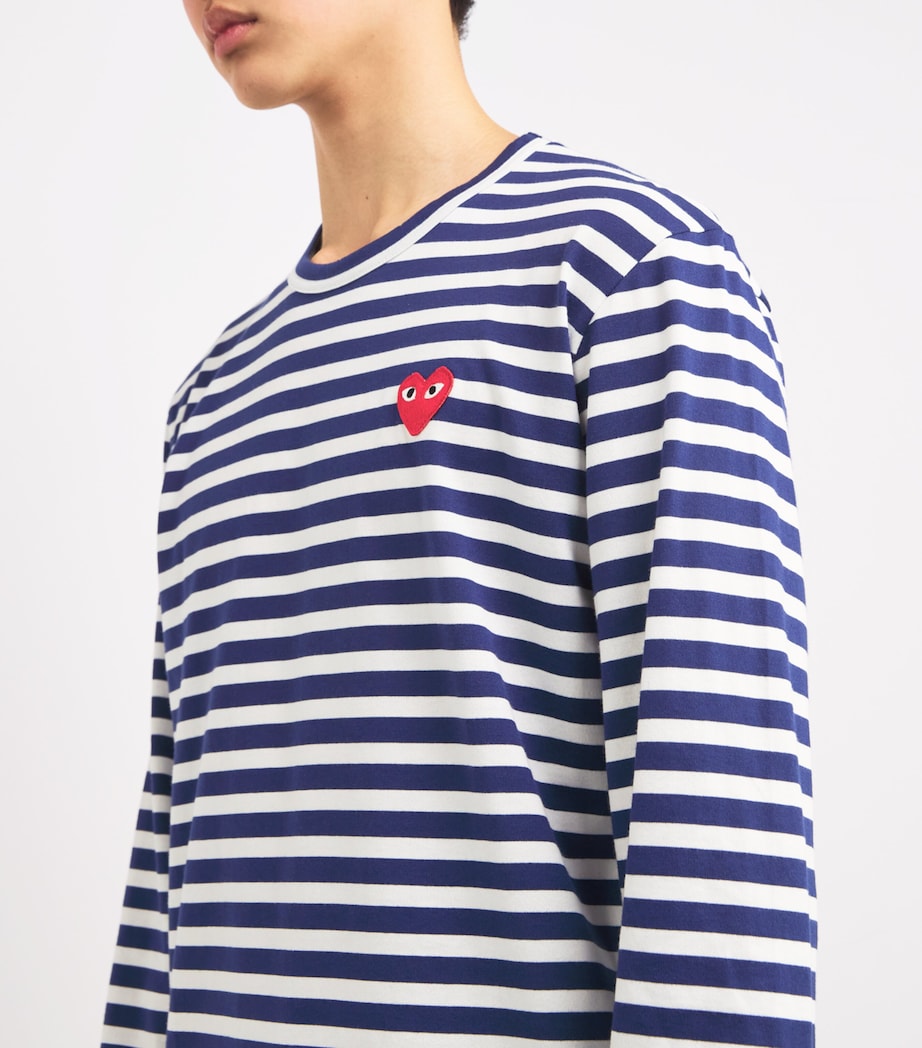 Heart Logo Striped T-Shirt NAVY Image 6