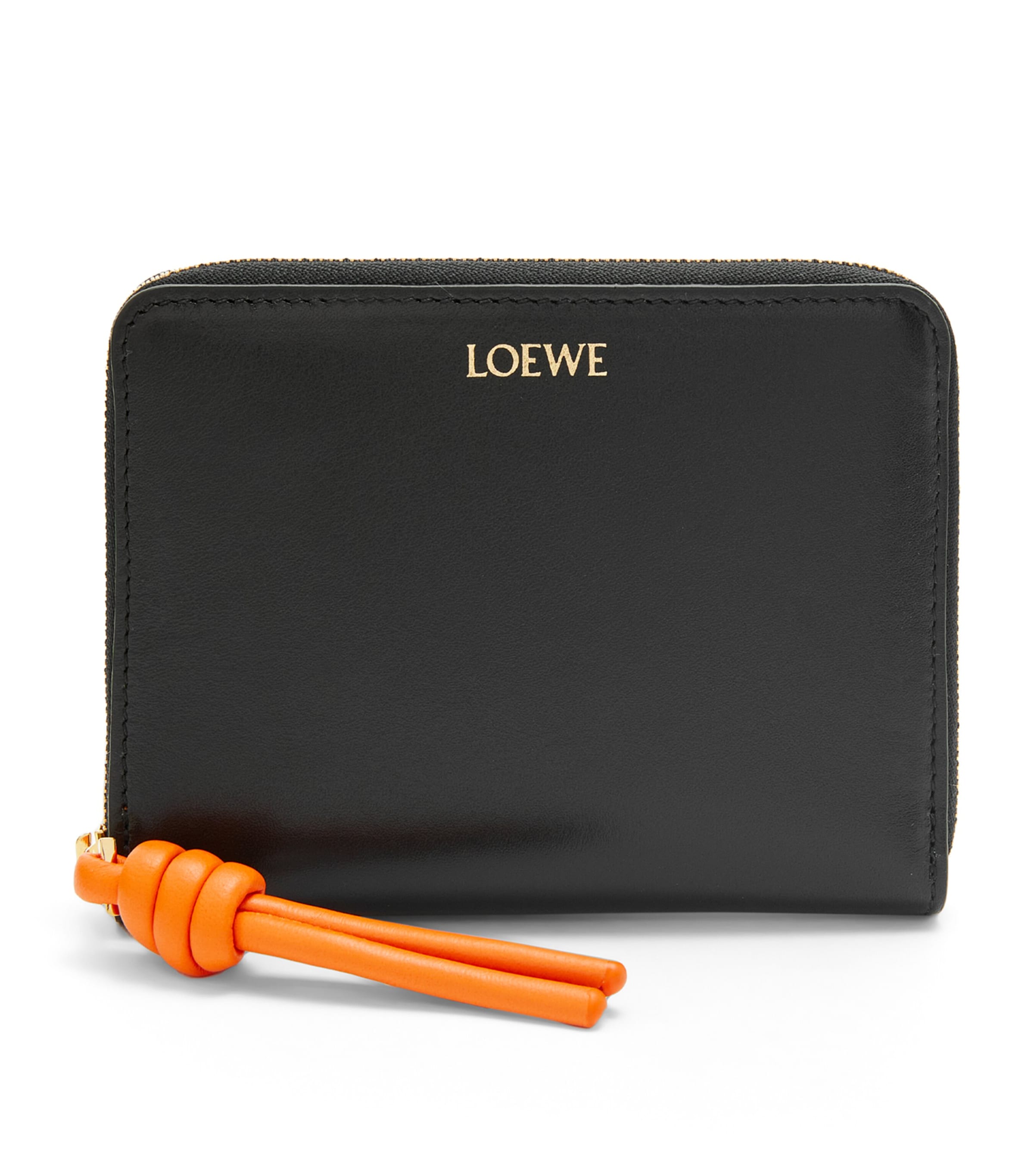 LOEWE Black Leather Knot Zip-Around Wallet | Harrods US