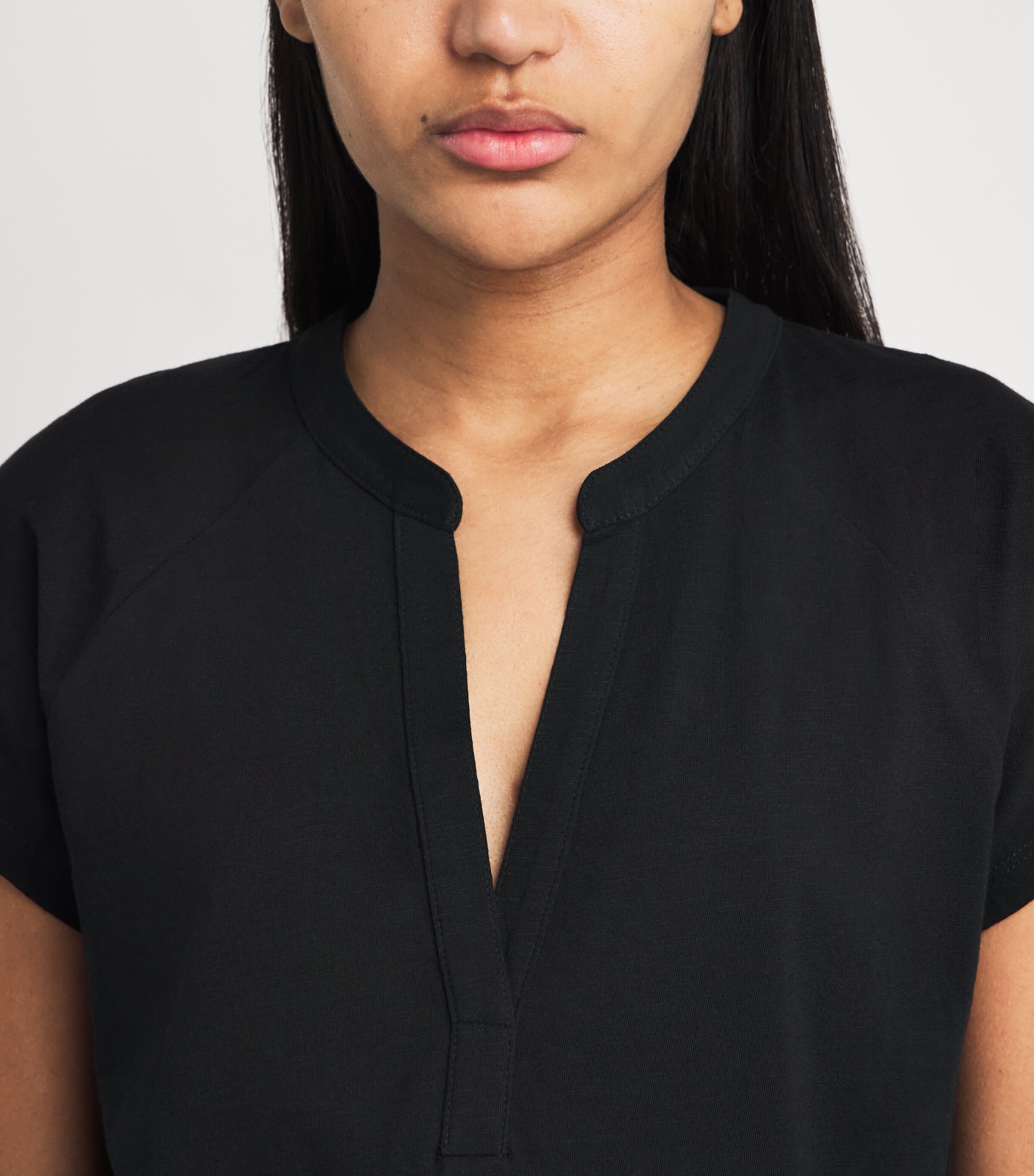 ME+EM Womens Organic Cotton V-Neck Top Black Image 3