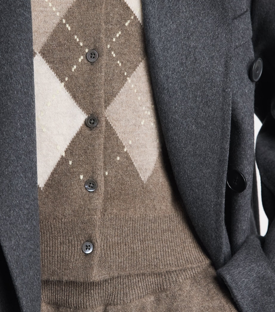 Johnstons Of Elgin Womens Cashmere Argyle Cardigan Hthcot Clrway Image 3