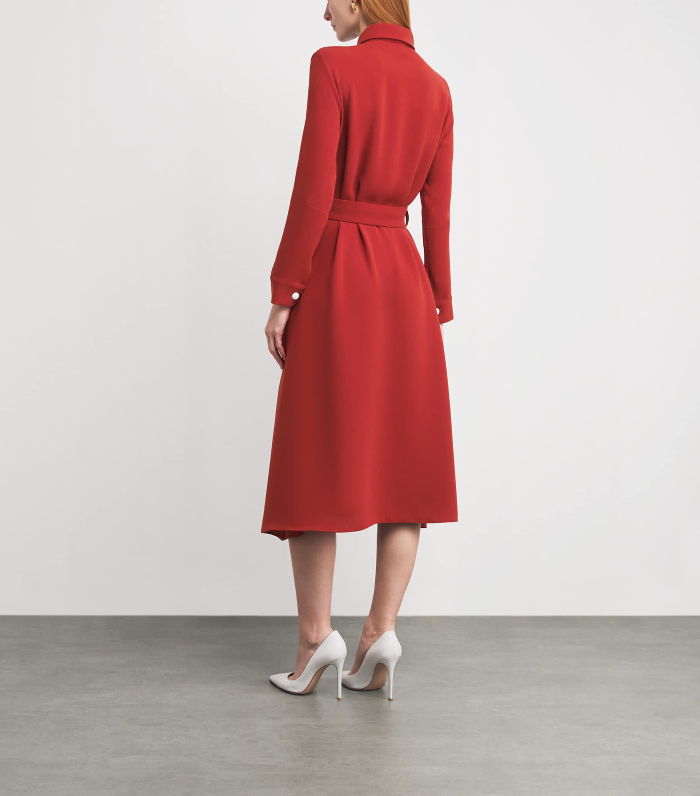 Belted Echo Midi Shirt Dress CARMINE Image 3